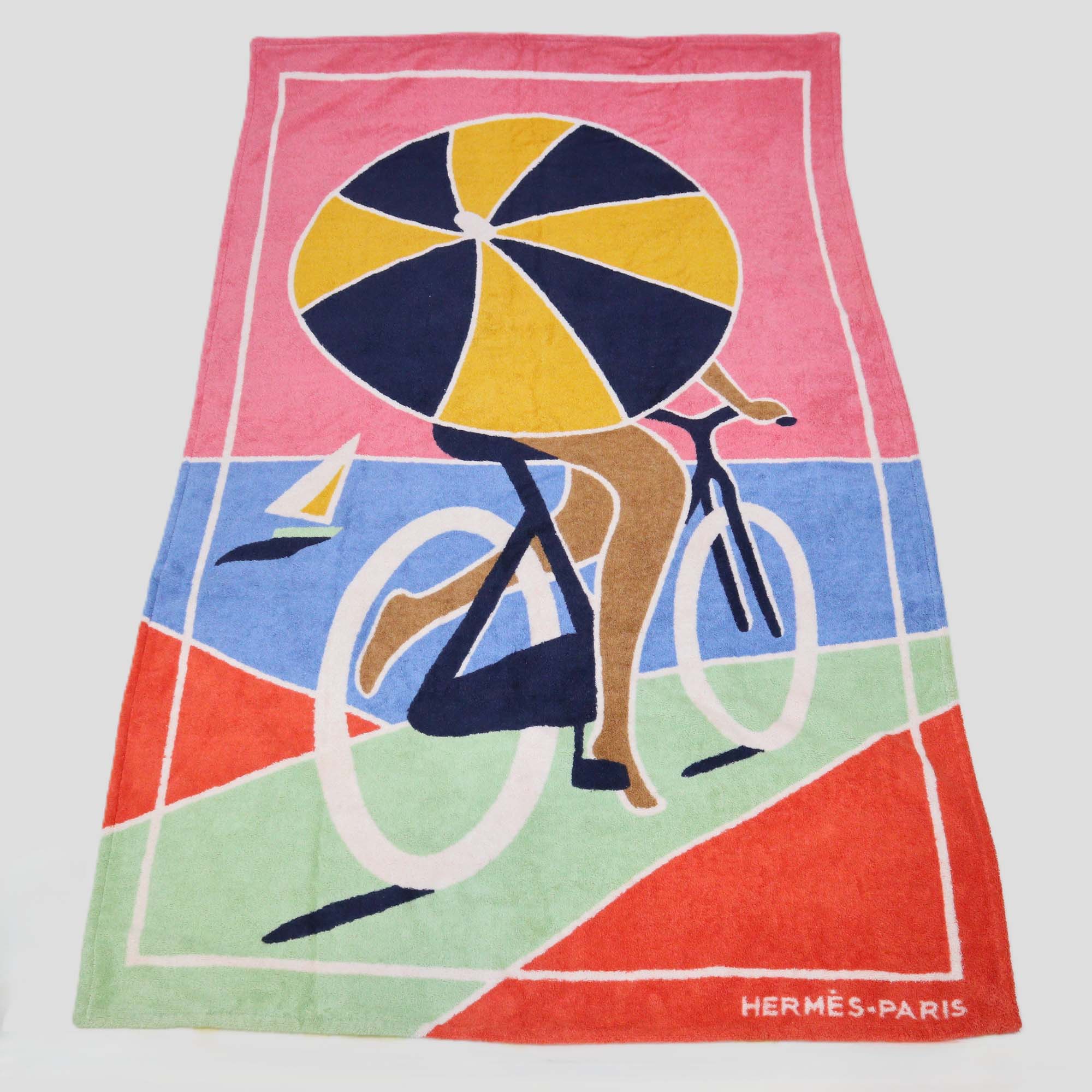 Hermes Multicolor Terry Cloth La Route Des Plages Beach Towel