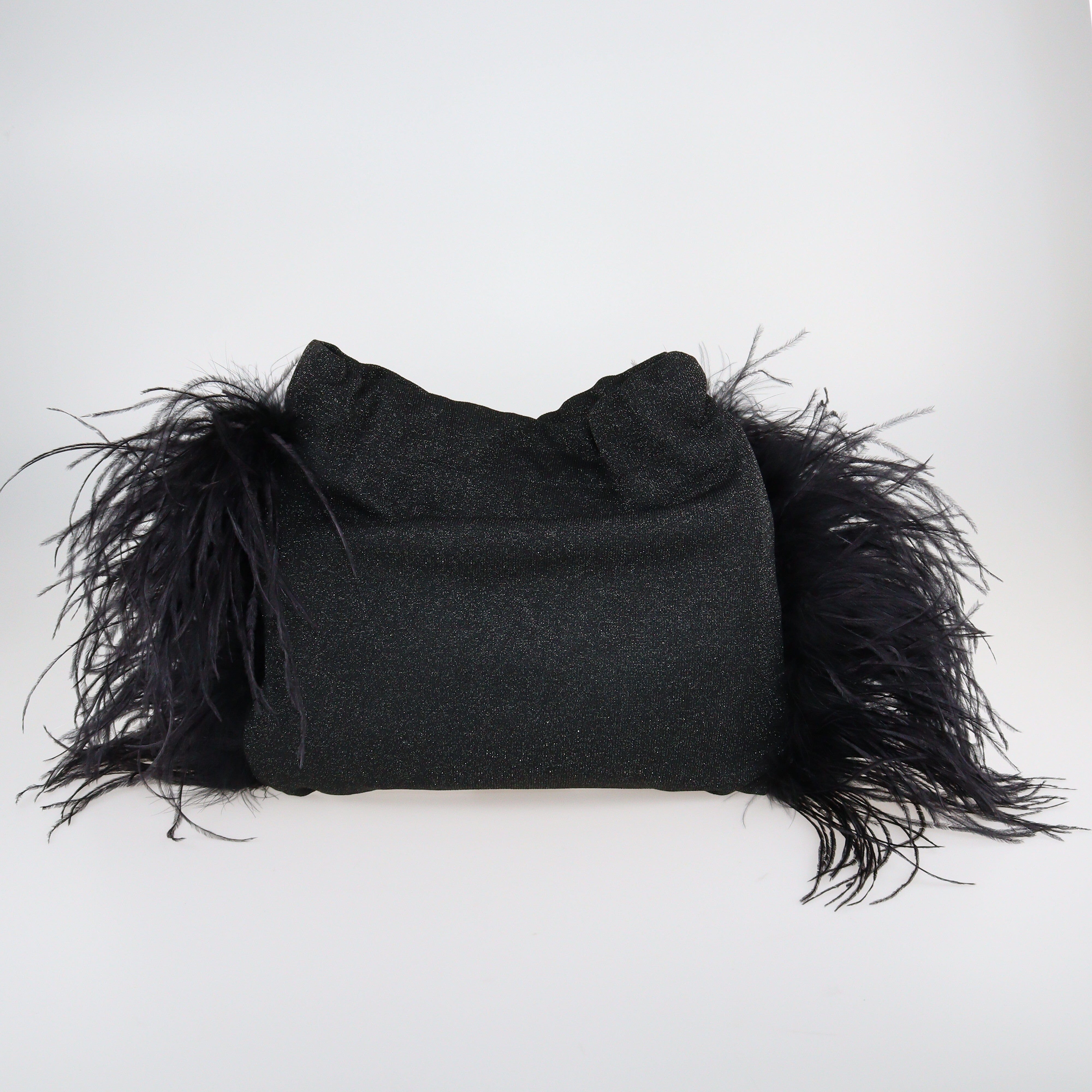 Black fluffy outlet clutch bag