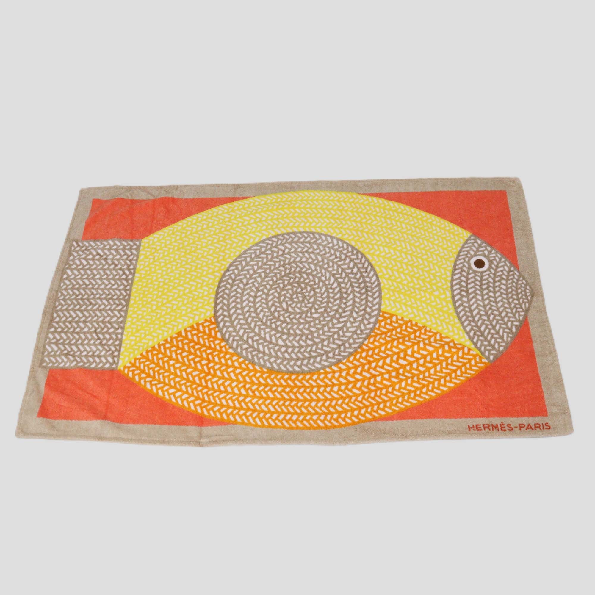 Hermes Multicolor Terry Cloth Poisson Natte Beach Towel
