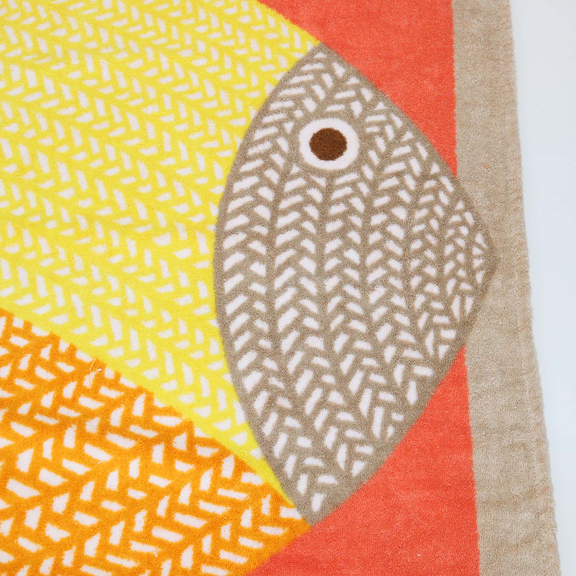 Hermes Multicolor Terry Cloth Poisson Natte Beach Towel