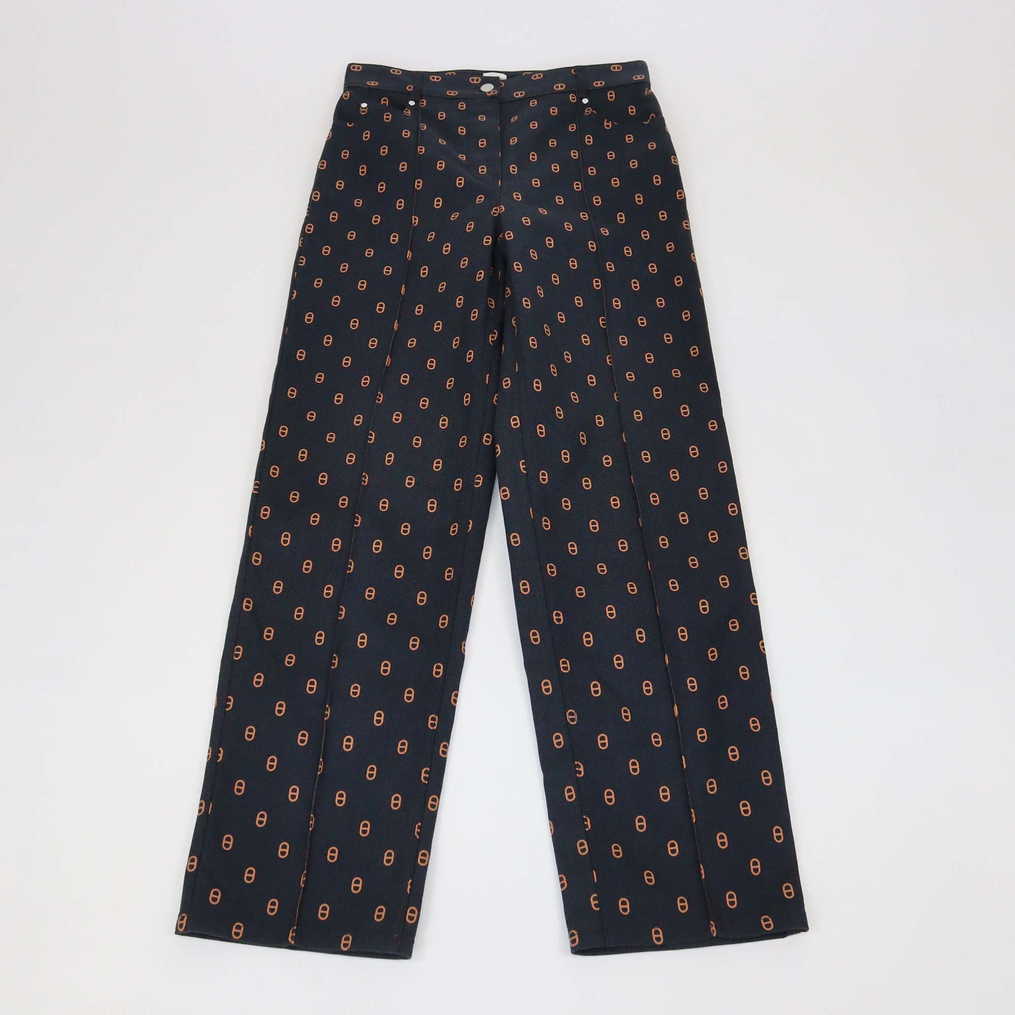 Hermes Bleu Gabrier Denim Chaine D'Ancre Print Jeans