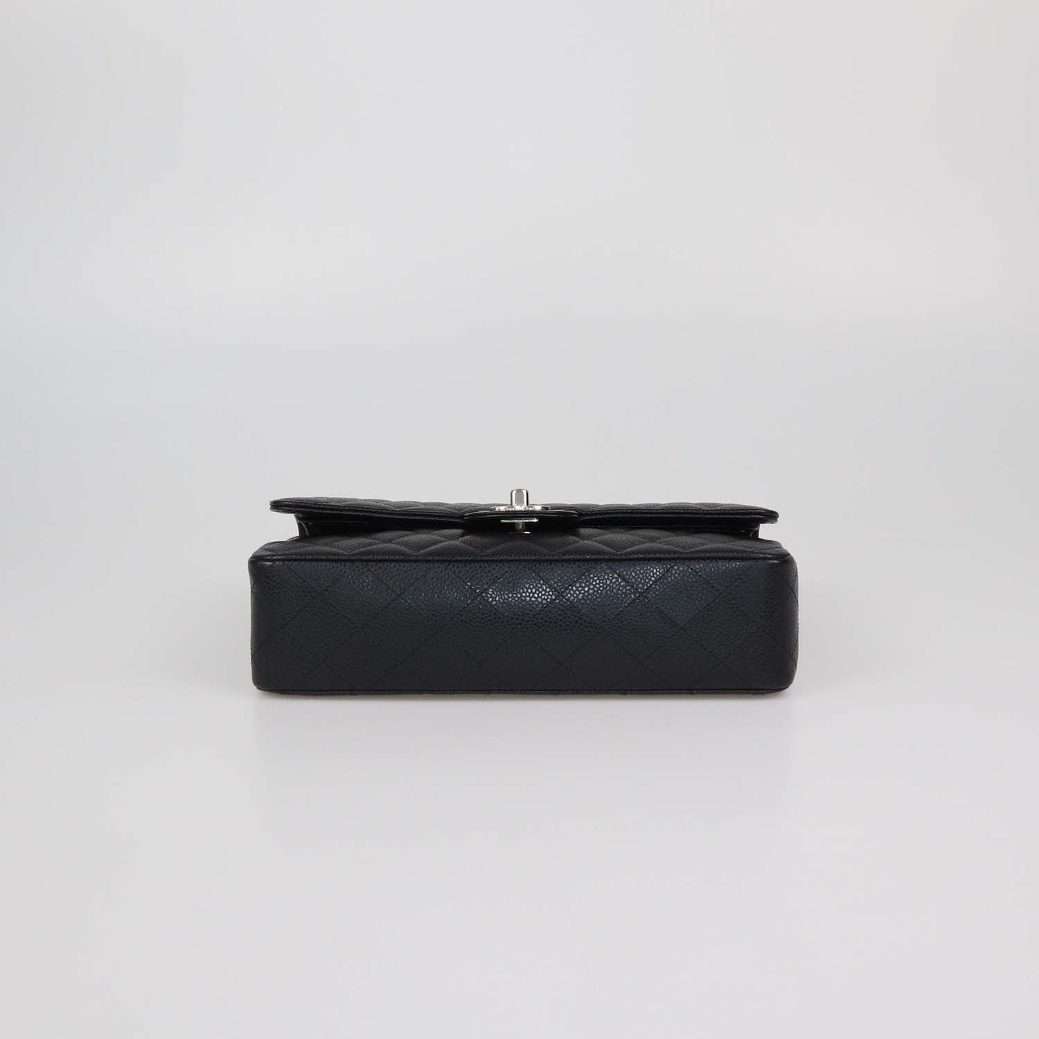 Chanel Black Quilted Caviar Leather Medium Classic Double Flap Bag