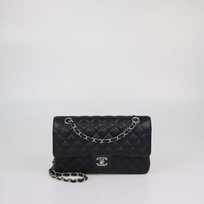 Chanel Black Quilted Caviar Leather Medium Classic Double Flap Bag