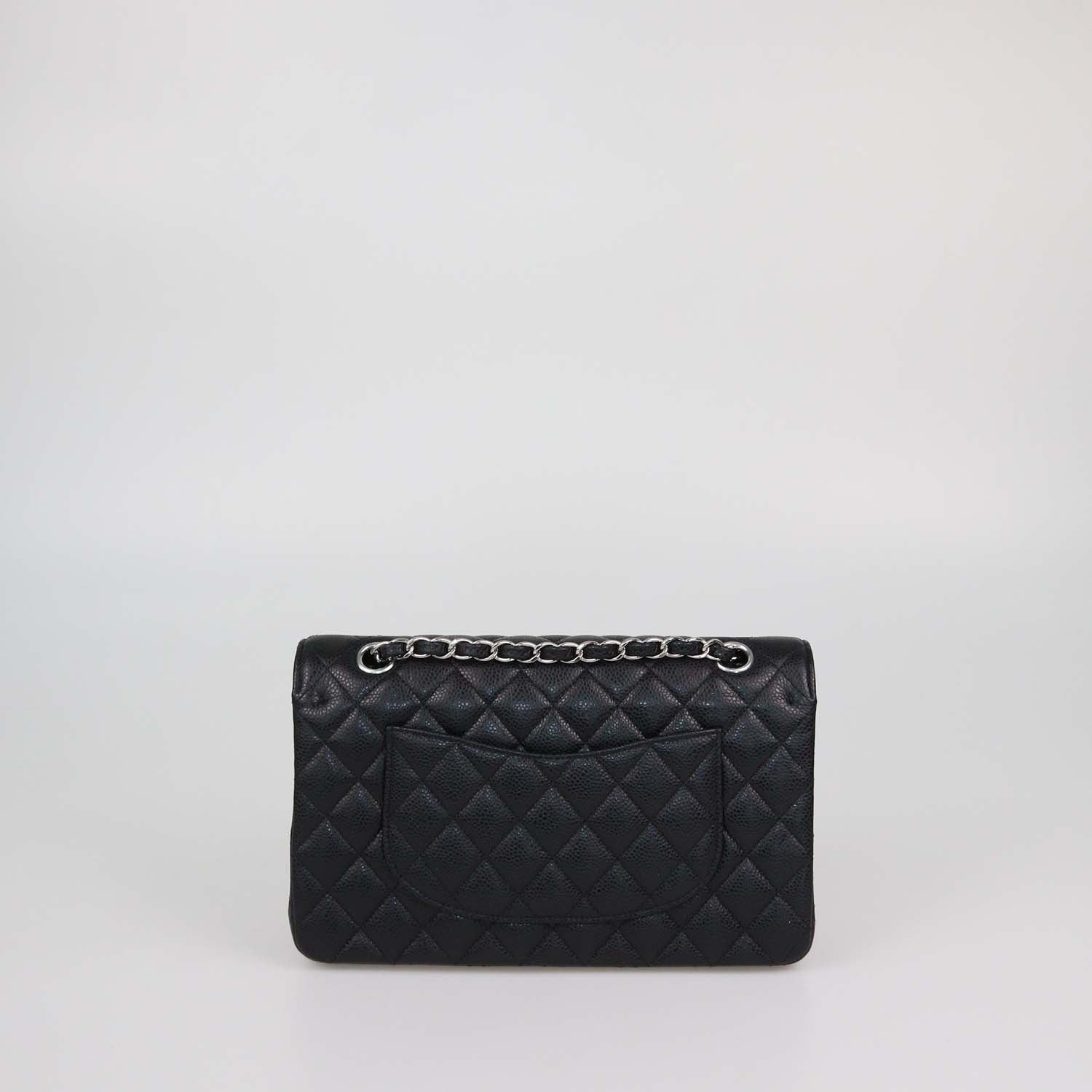 Chanel Black Quilted Caviar Leather Medium Classic Double Flap Bag