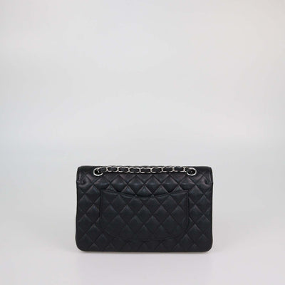 Chanel Black Quilted Caviar Leather Medium Classic Double Flap Bag
