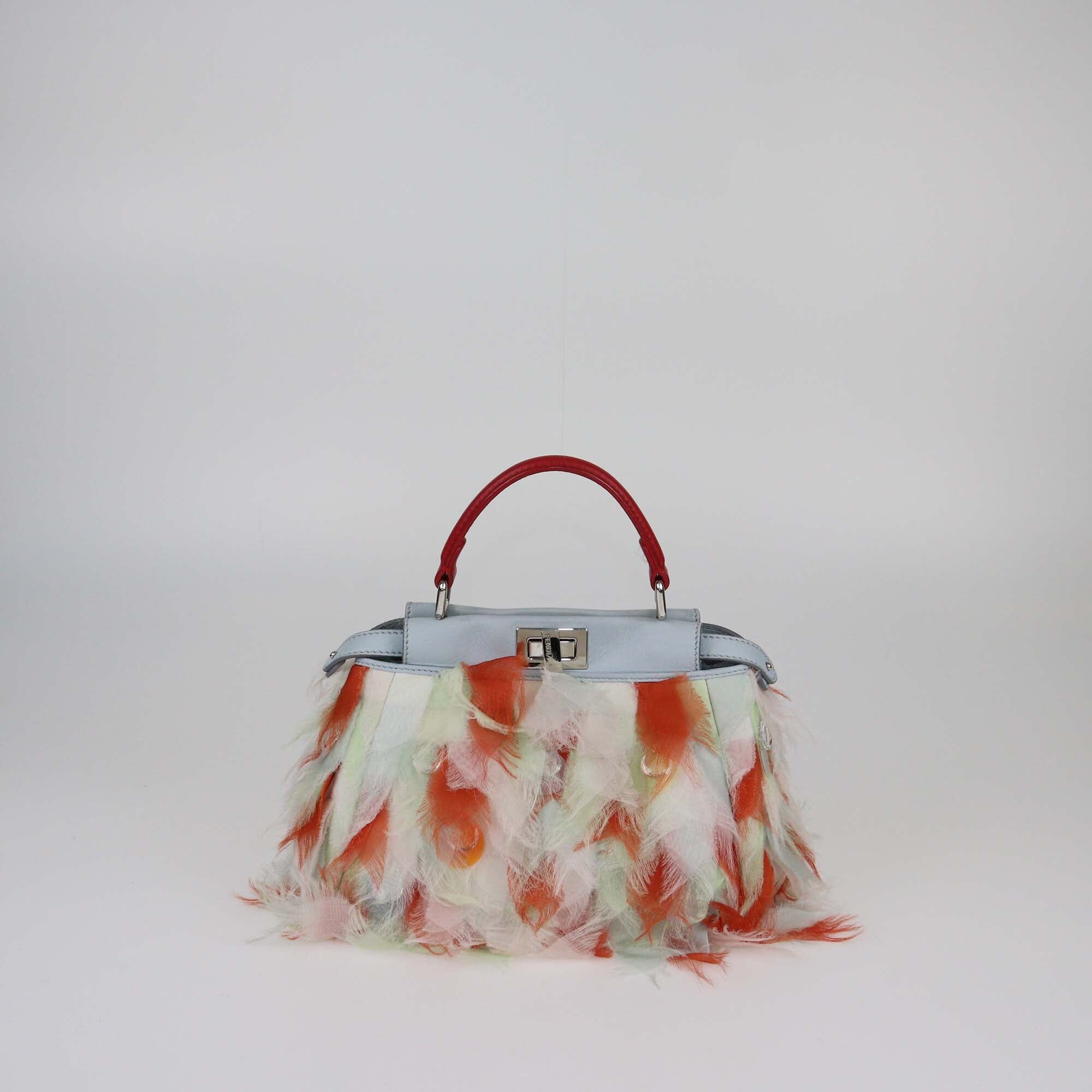 Fendi Multicolor Satin Mini Embellished Peekaboo Top Handle Bag Womens Fendi 