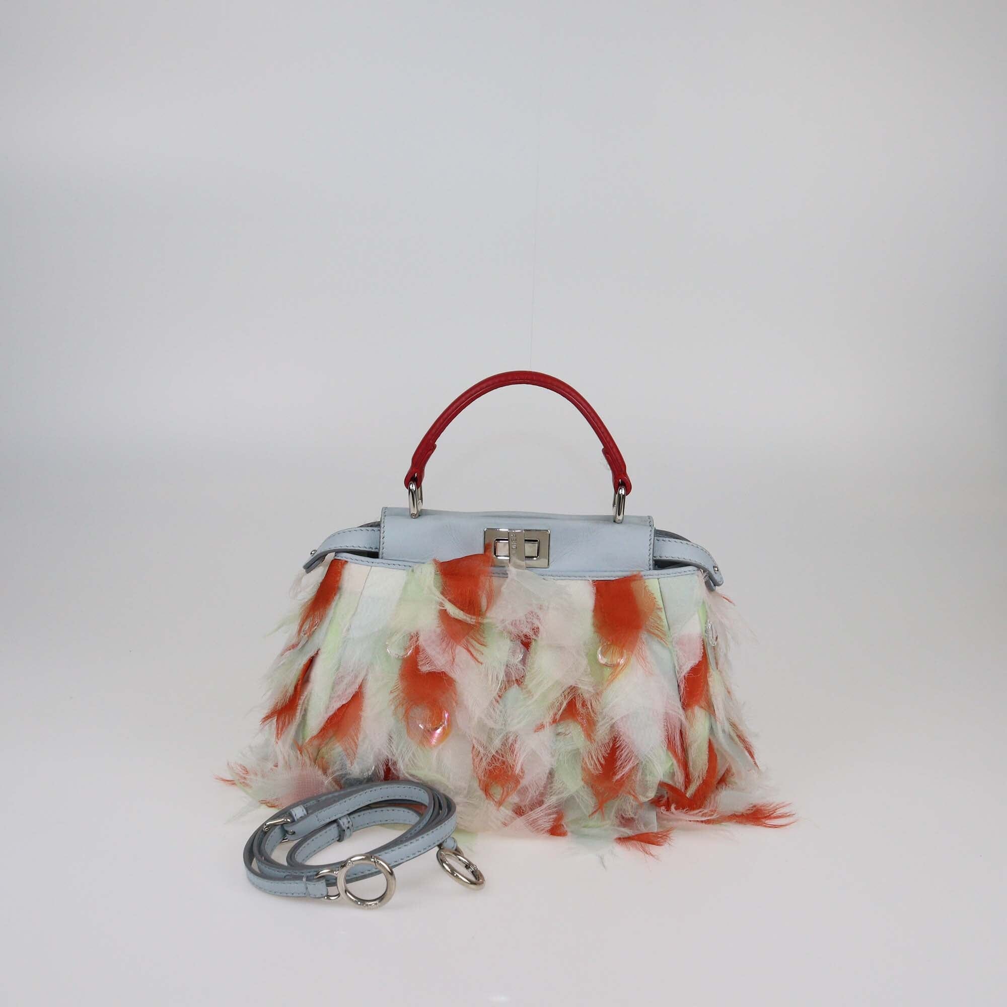 Fendi Multicolor Satin Mini Embellished Peekaboo Top Handle Bag Womens Fendi 