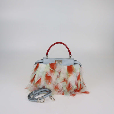 Fendi Multicolor Satin Mini Embellished Peekaboo Top Handle Bag Womens Fendi 