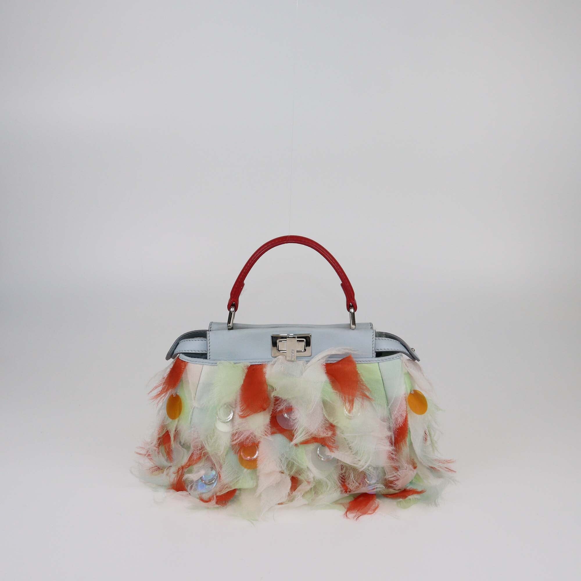 Fendi Multicolor Satin Mini Embellished Peekaboo Top Handle Bag Womens Fendi 