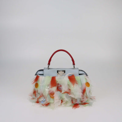 Fendi Multicolor Satin Mini Embellished Peekaboo Top Handle Bag Womens Fendi 