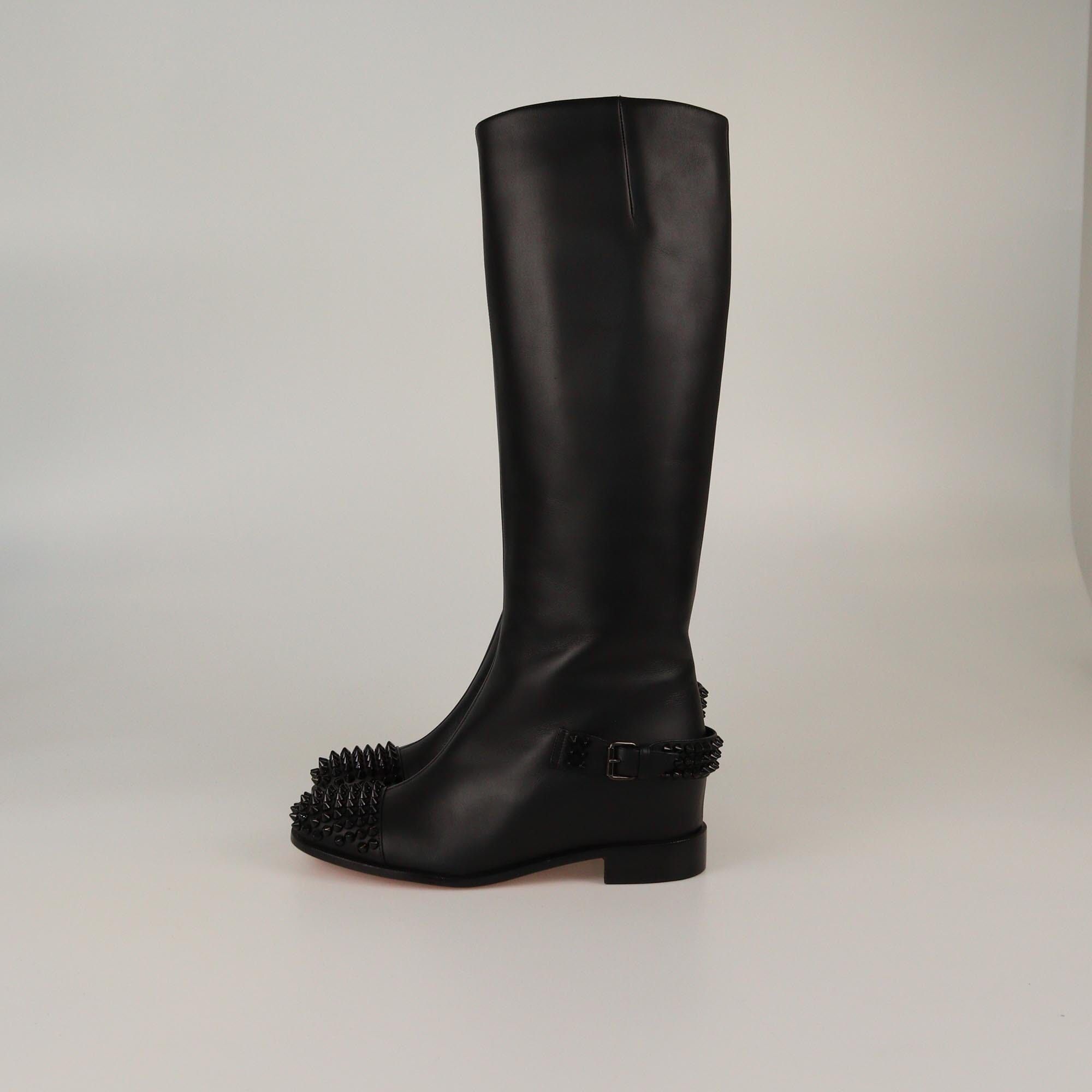 Christian Louboutin Black Spiked Egoutina High Boots