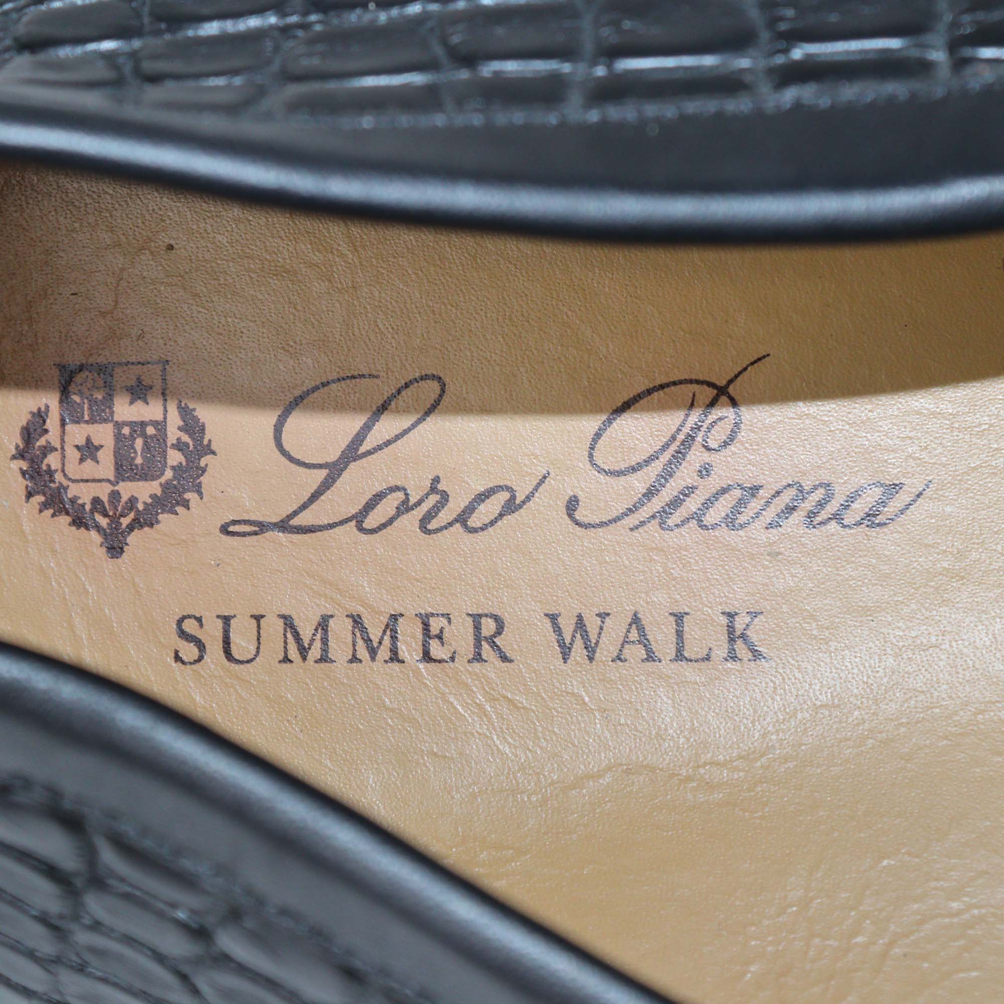 Loro Piana Black Alligator Summer Walk Loafers