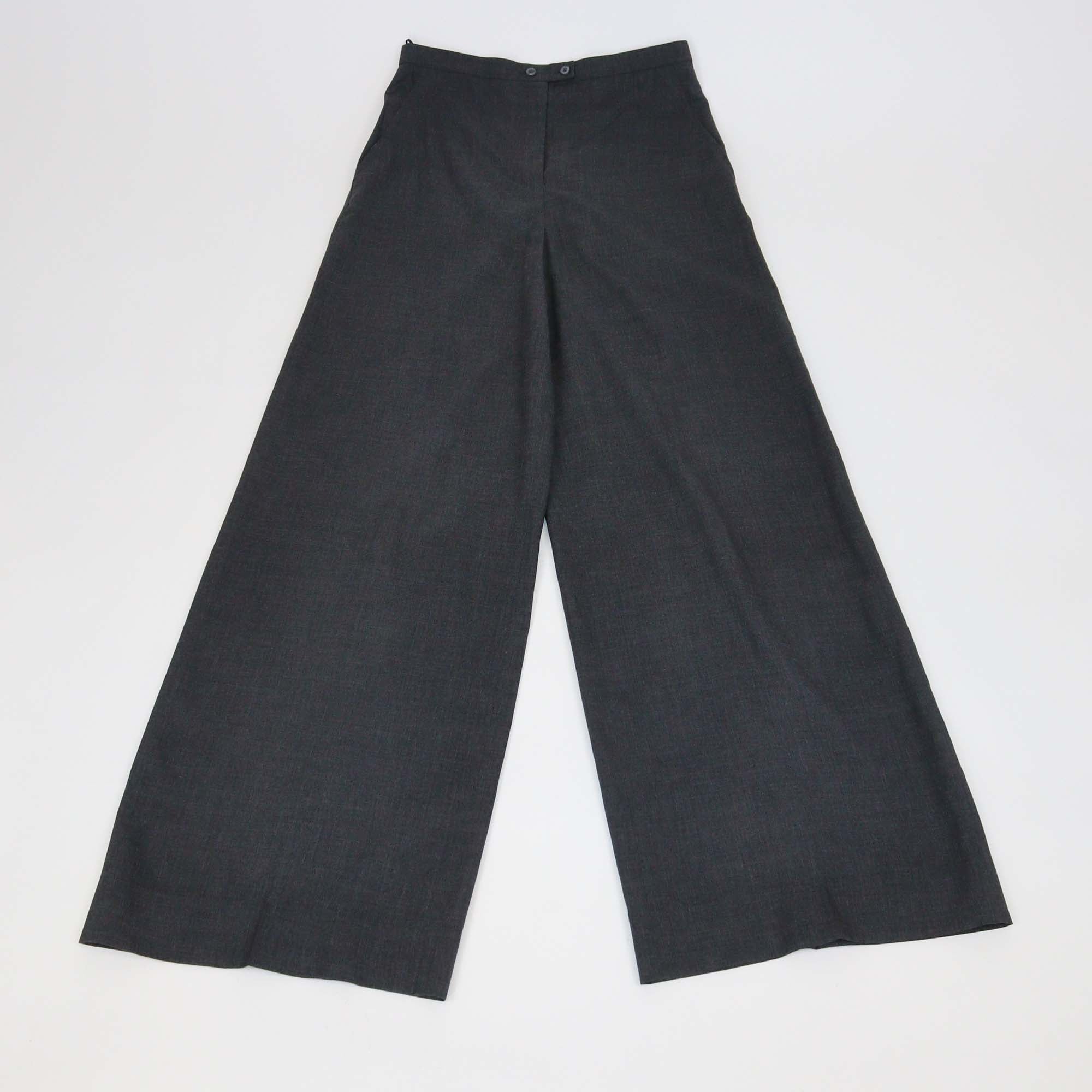 Loro Piana Dark Grey Cashmere Silk Blend Wide Leg Trousers