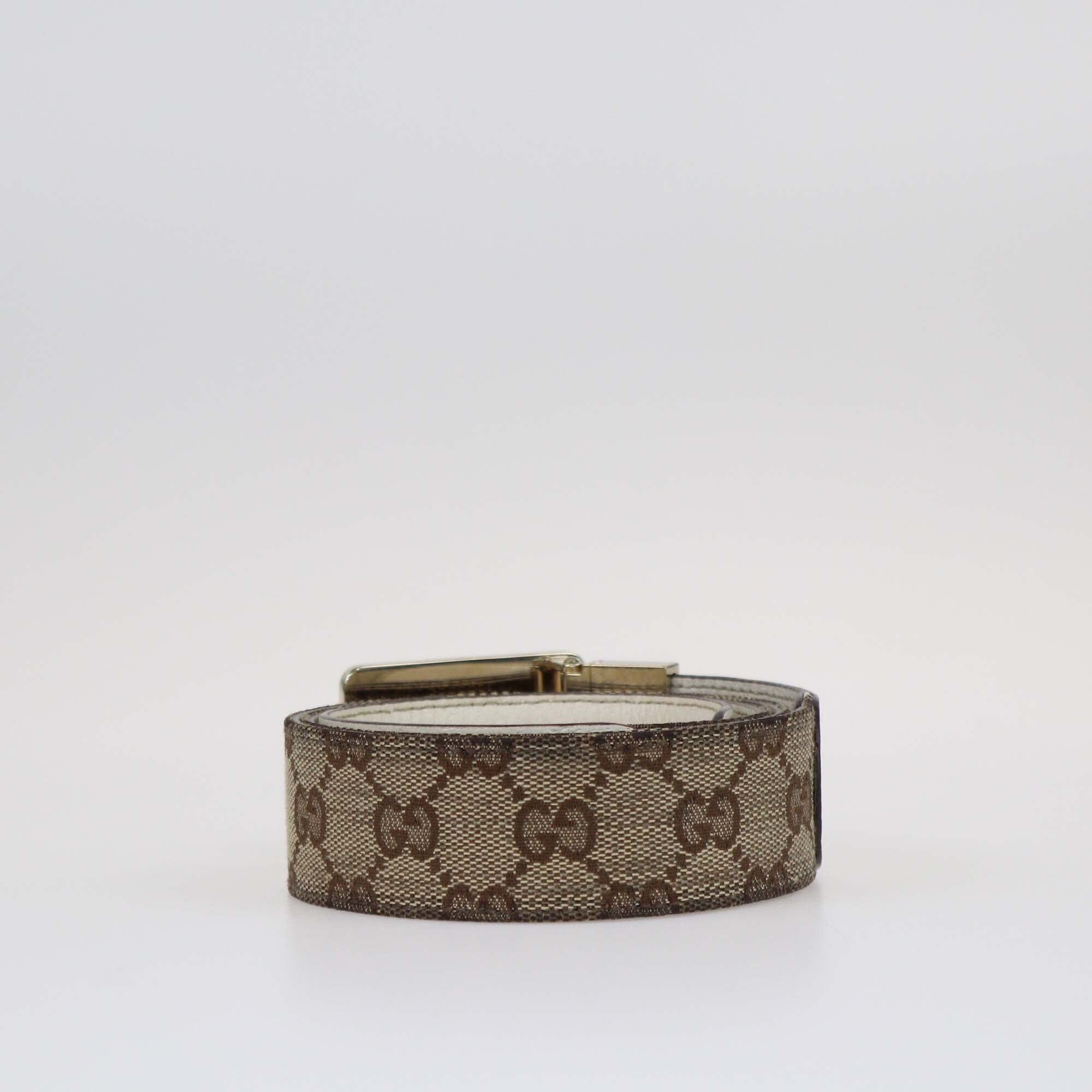 Gucci White Beige GG Enamel Interlocking G Belt