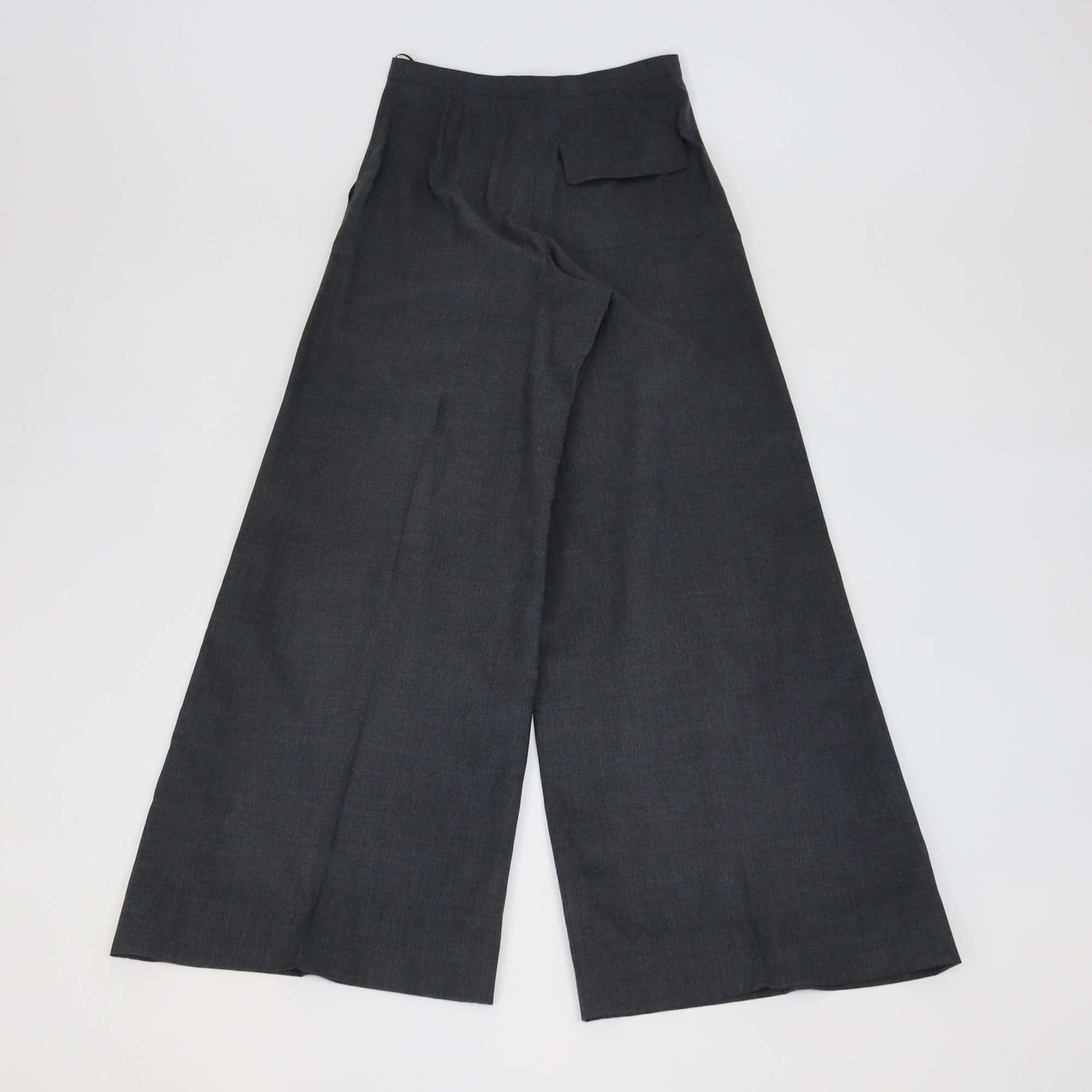 Loro Piana Dark Grey Cashmere Silk Blend Wide Leg Trousers