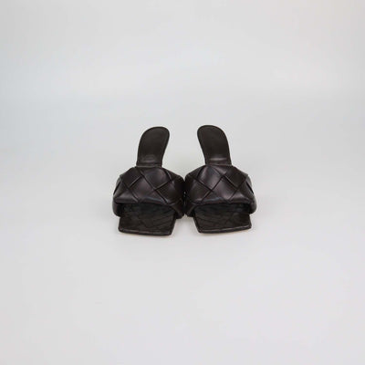 Bottega Veneta Dark Brown Intrecciato Leather Lido Slide Sandals
