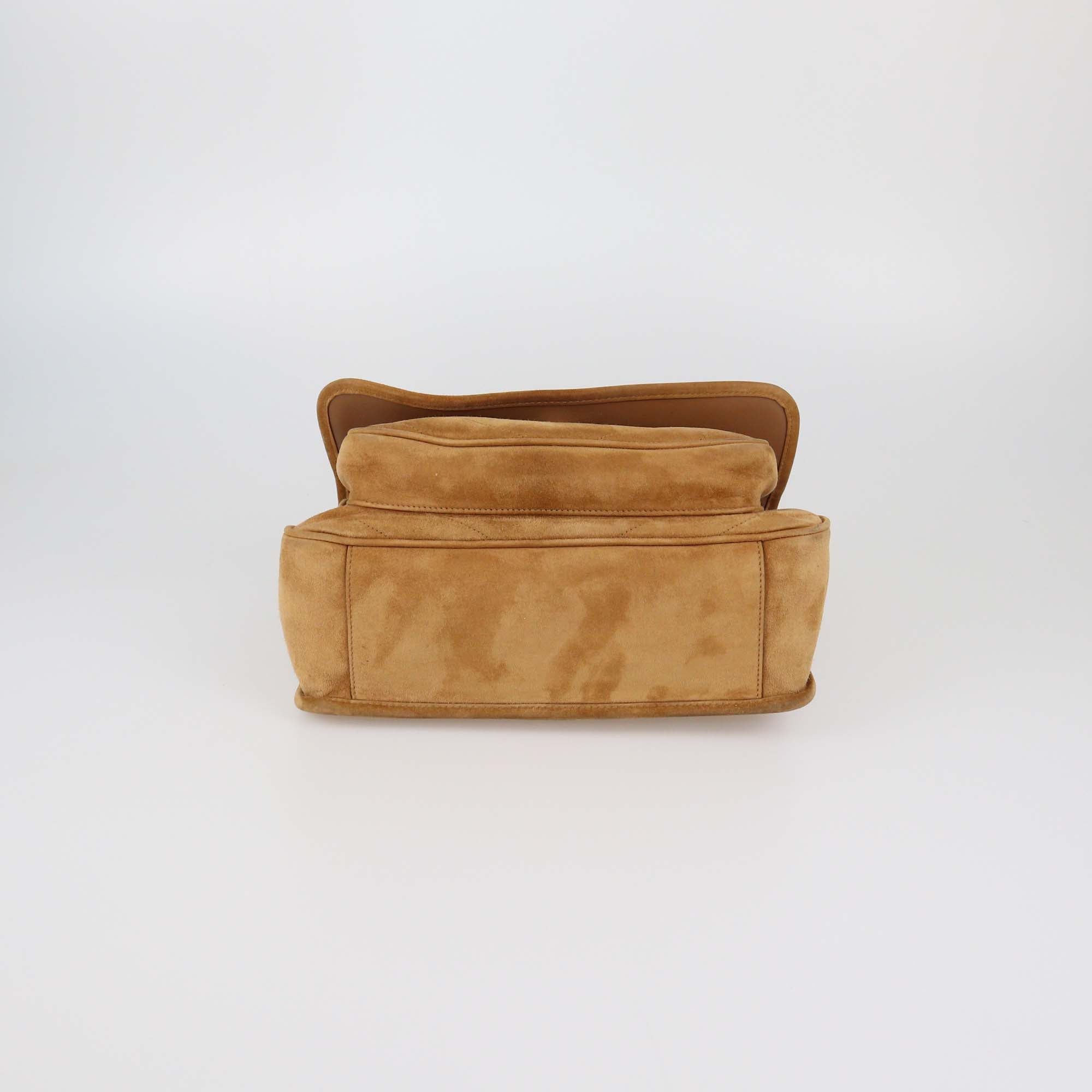 Saint Laurent Brown Chevron Suede Medium Niki Shoulder Bag