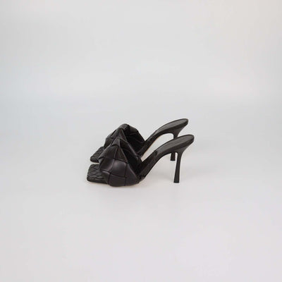 Bottega Veneta Dark Brown Intrecciato Leather Lido Slide Sandals