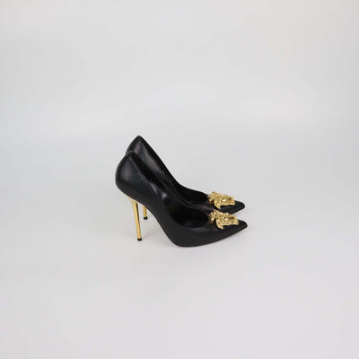 Versace Black Leather Medusa Pumps