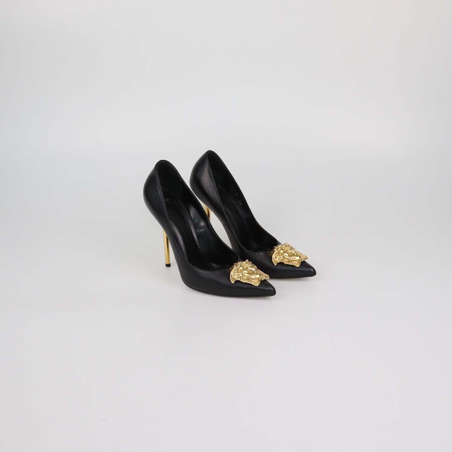 Versace Black Leather Medusa Pumps