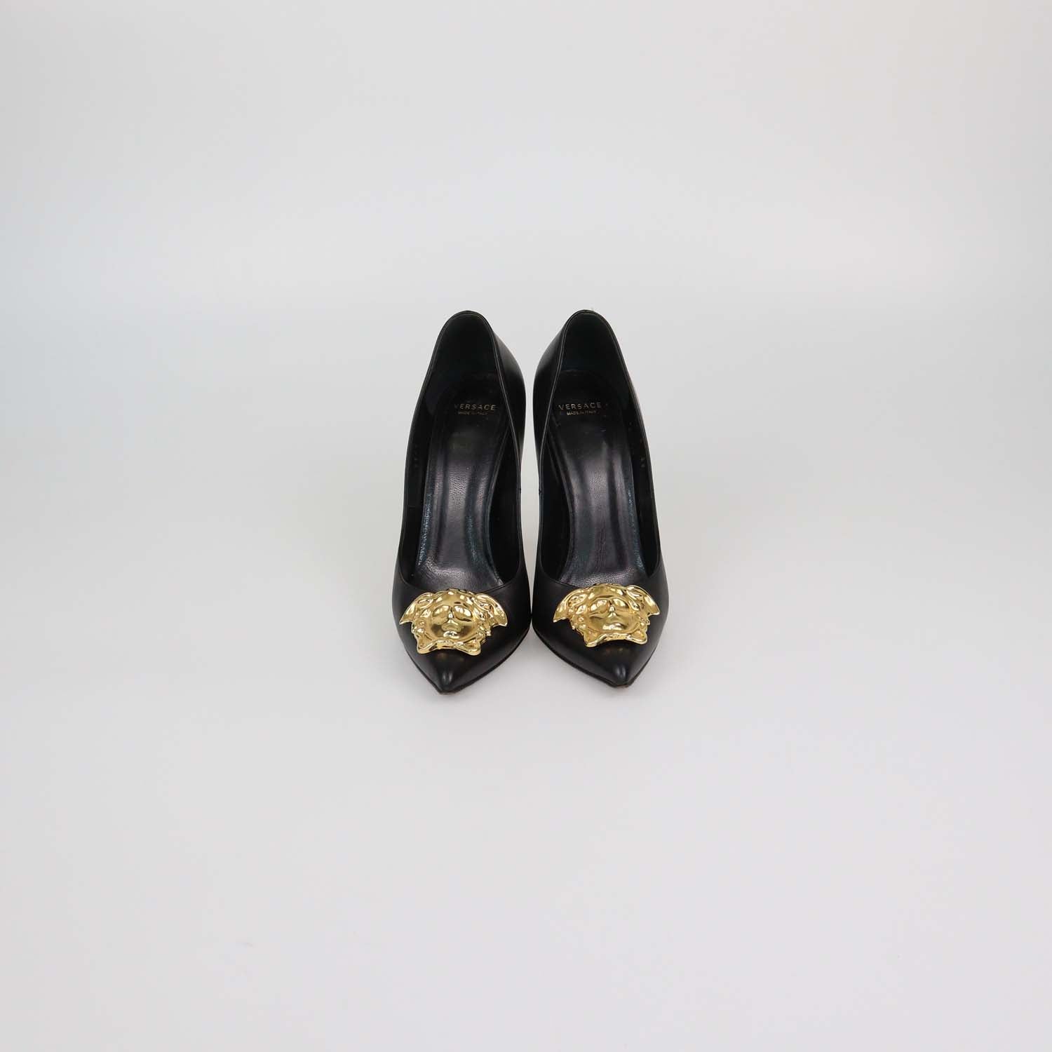 Versace Black Leather Medusa Pumps