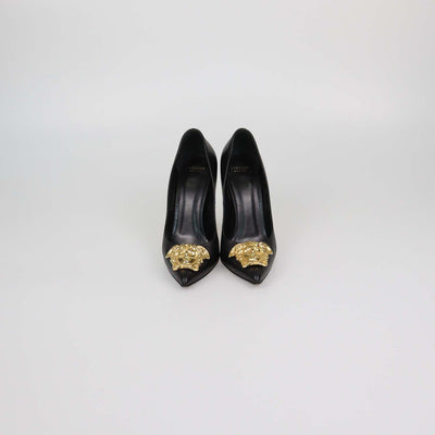 Versace Black Leather Medusa Pumps