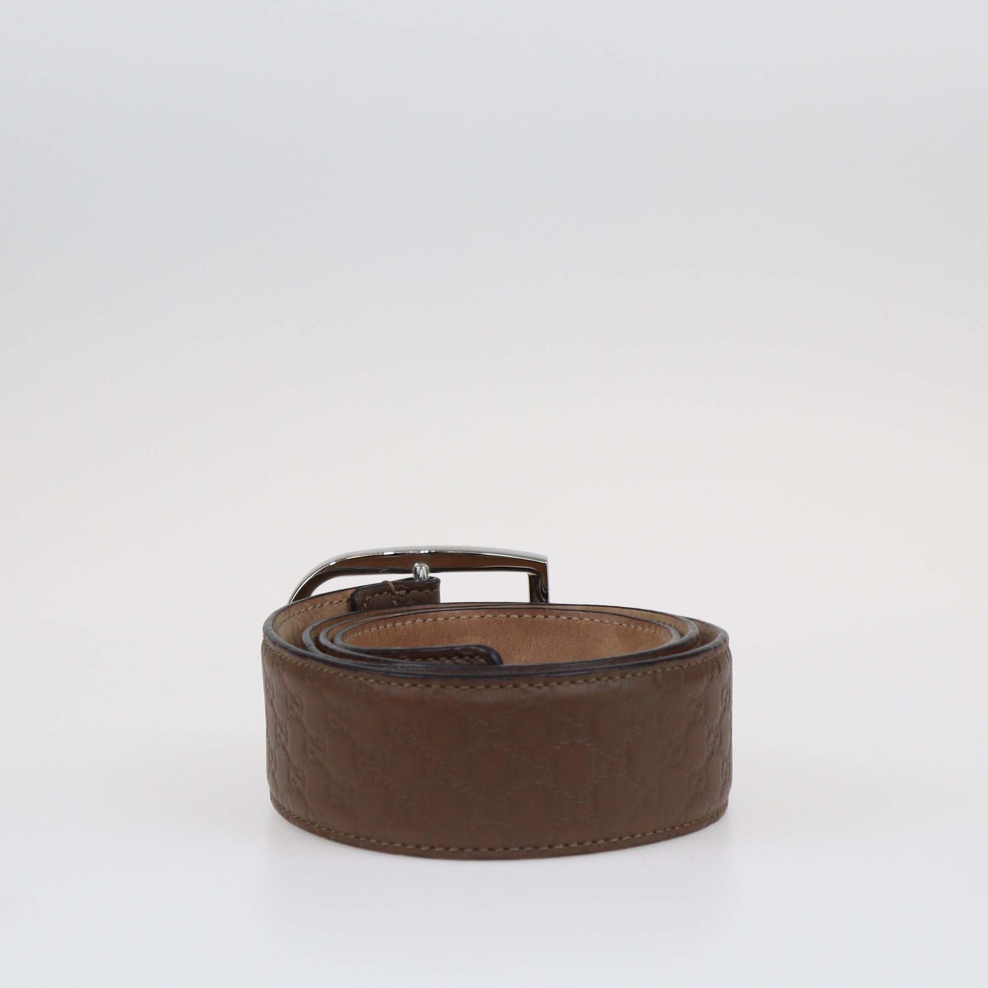 Gucci Brown Microguccissima Buckle Belt Accessories Gucci 