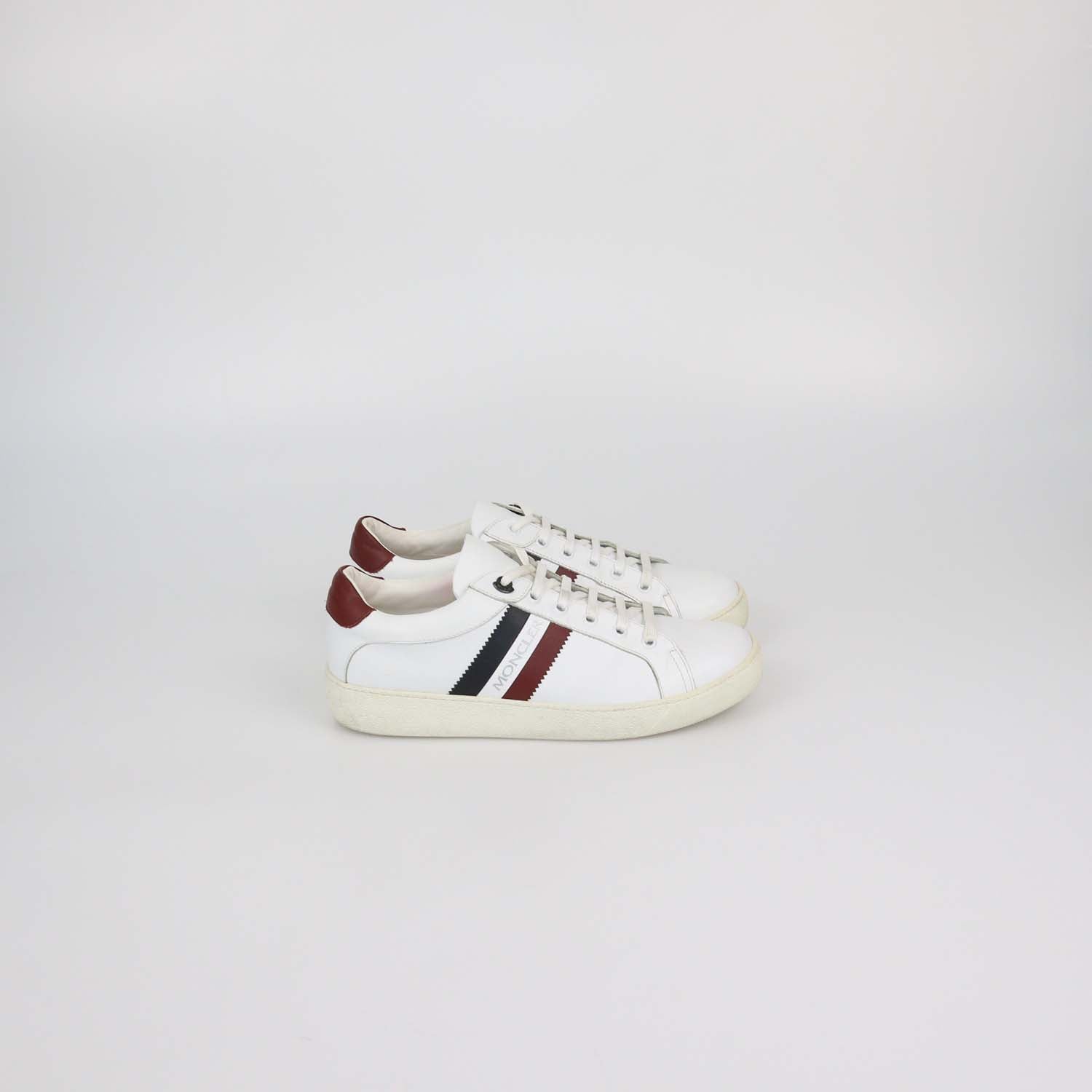 Moncler White Leather Low Top Sneakers