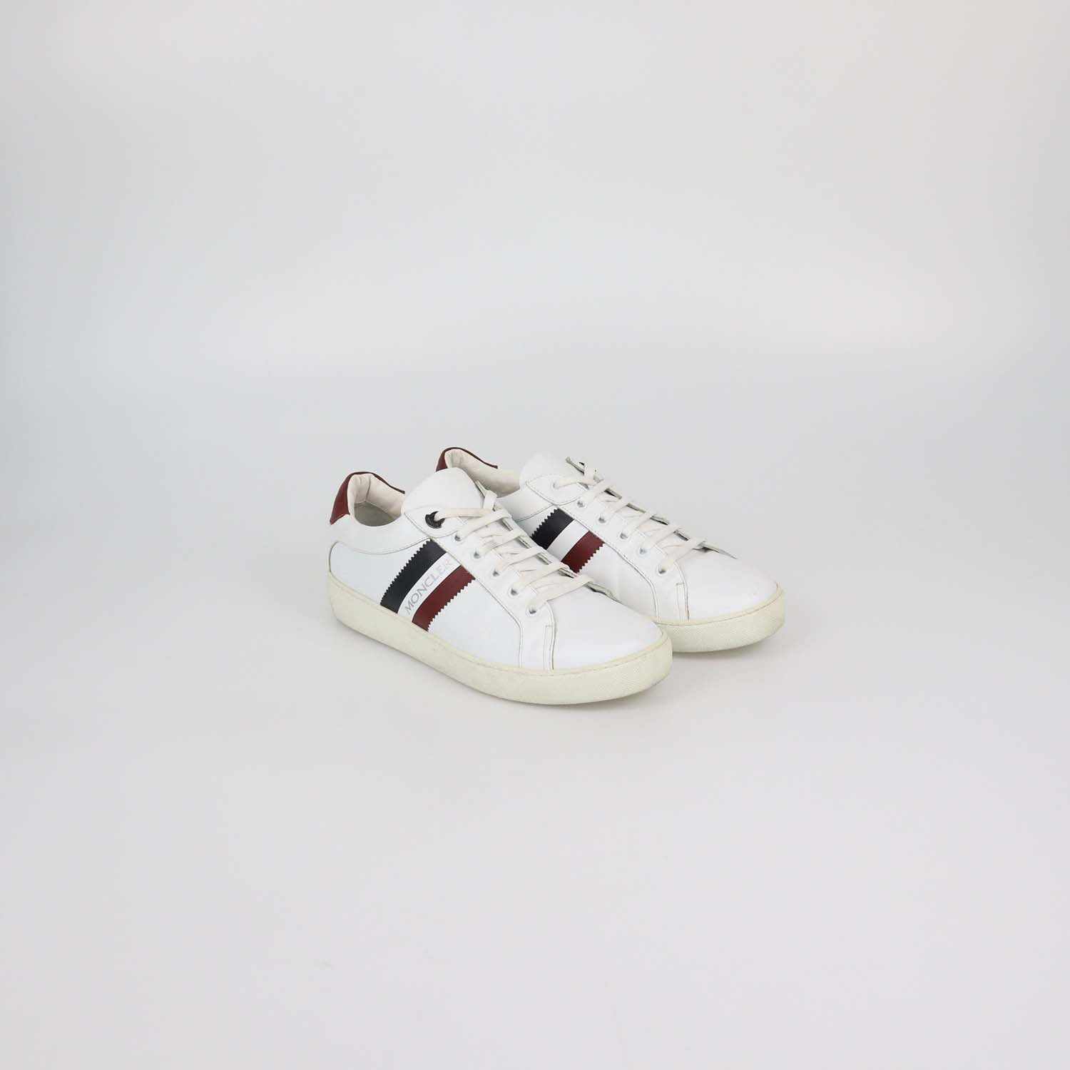 Moncler White Leather Low Top Sneakers