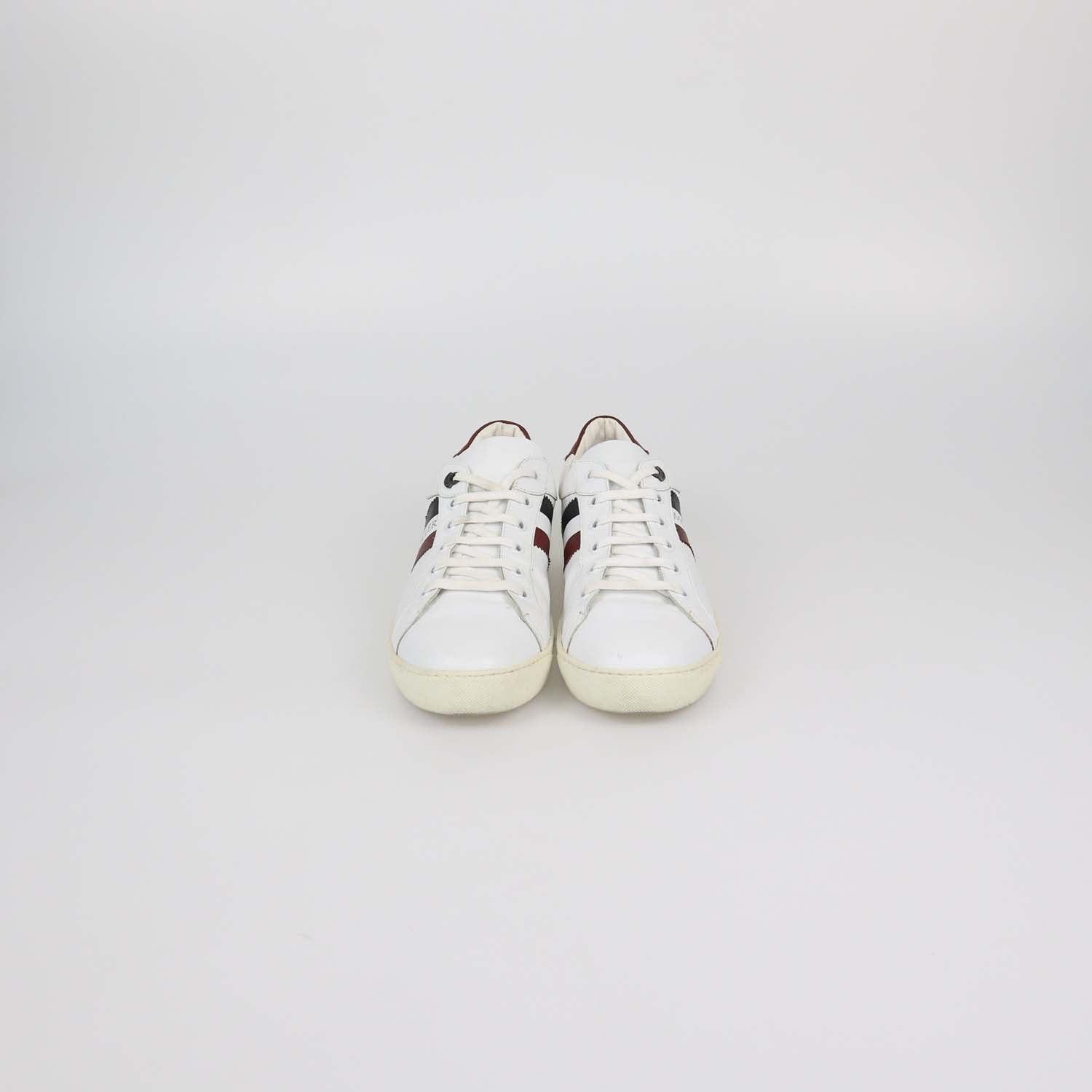 Moncler White Leather Low Top Sneakers