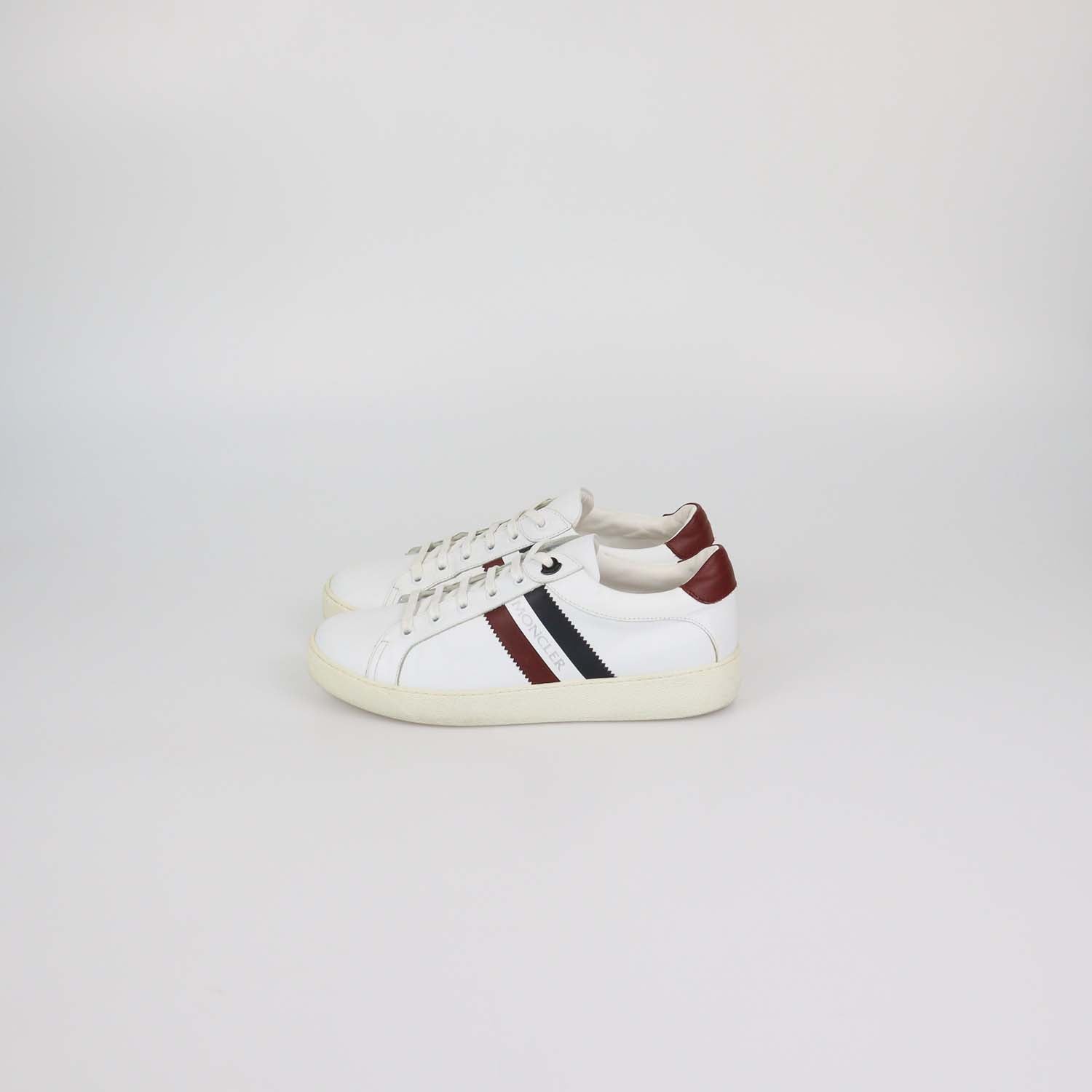 Moncler White Leather Low Top Sneakers
