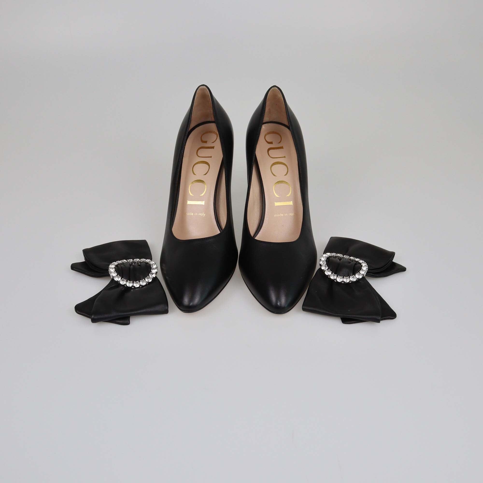 Gucci Black Patent Pointed Toe Pumps Womens Gucci 