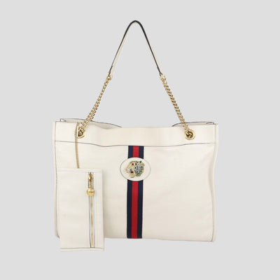Gucci Off White Leather Large Rajah Tote