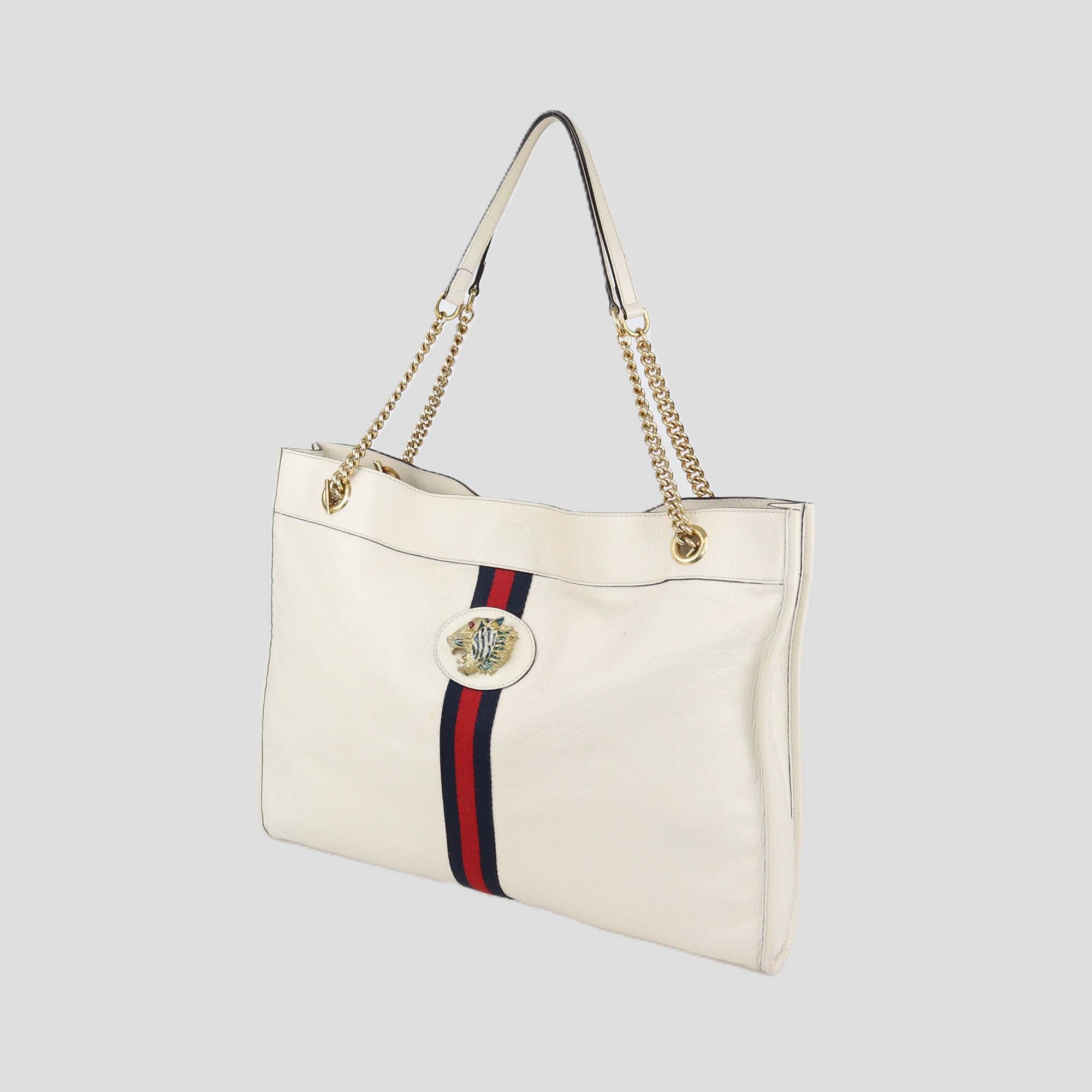 Gucci Off White Leather Large Rajah Tote