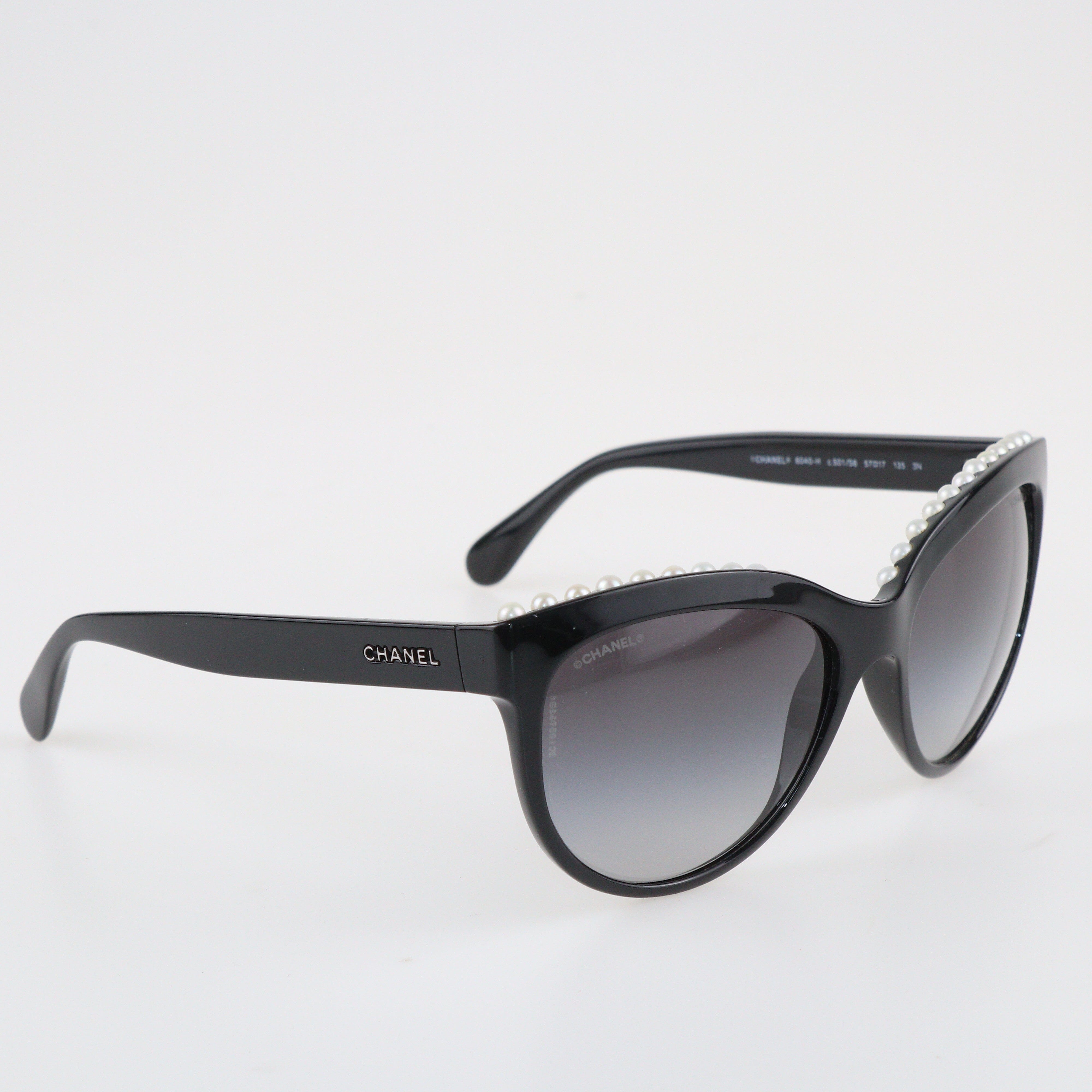 Black Gradient 6040-H Pearl Embellished Sunglasses Accessories Chanel 