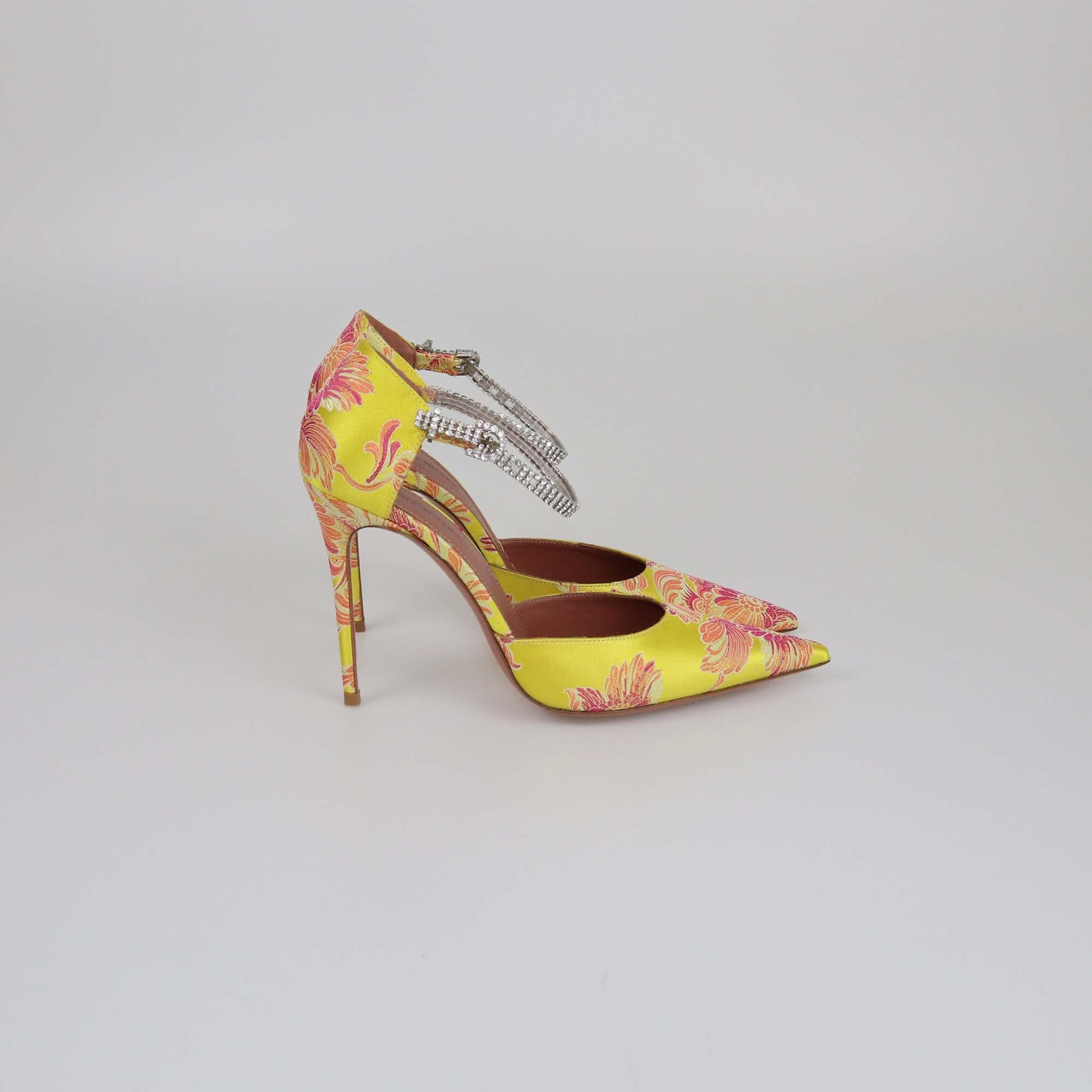 Amina Muaddi Yellow Ursina Floral Printed Pumps Womens Amina Muaddi 