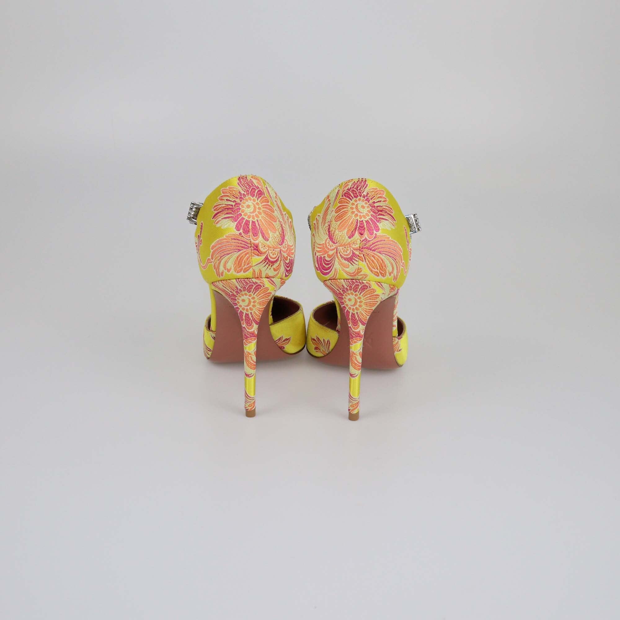 Amina Muaddi Yellow Ursina Floral Printed Pumps Womens Amina Muaddi 