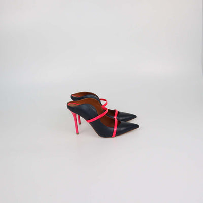 Malone Souliers Charcoal Black/Neon Pink Leather Maureen Mules
