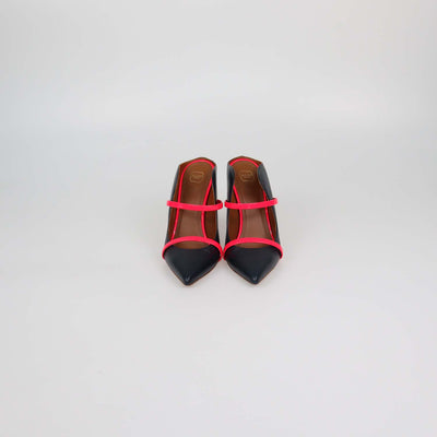 Malone Souliers Charcoal Black/Neon Pink Leather Maureen Mules