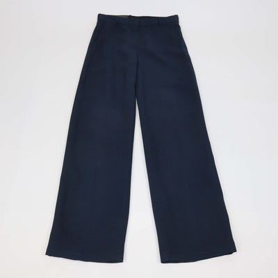 Loro Piana Navy Blue Silk Blended Wide Leg Pants