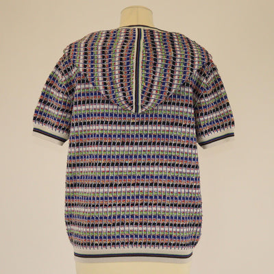 Chanel Multicolor Knitted Short Sleeve Hoodie Sweater Womens Chanel 