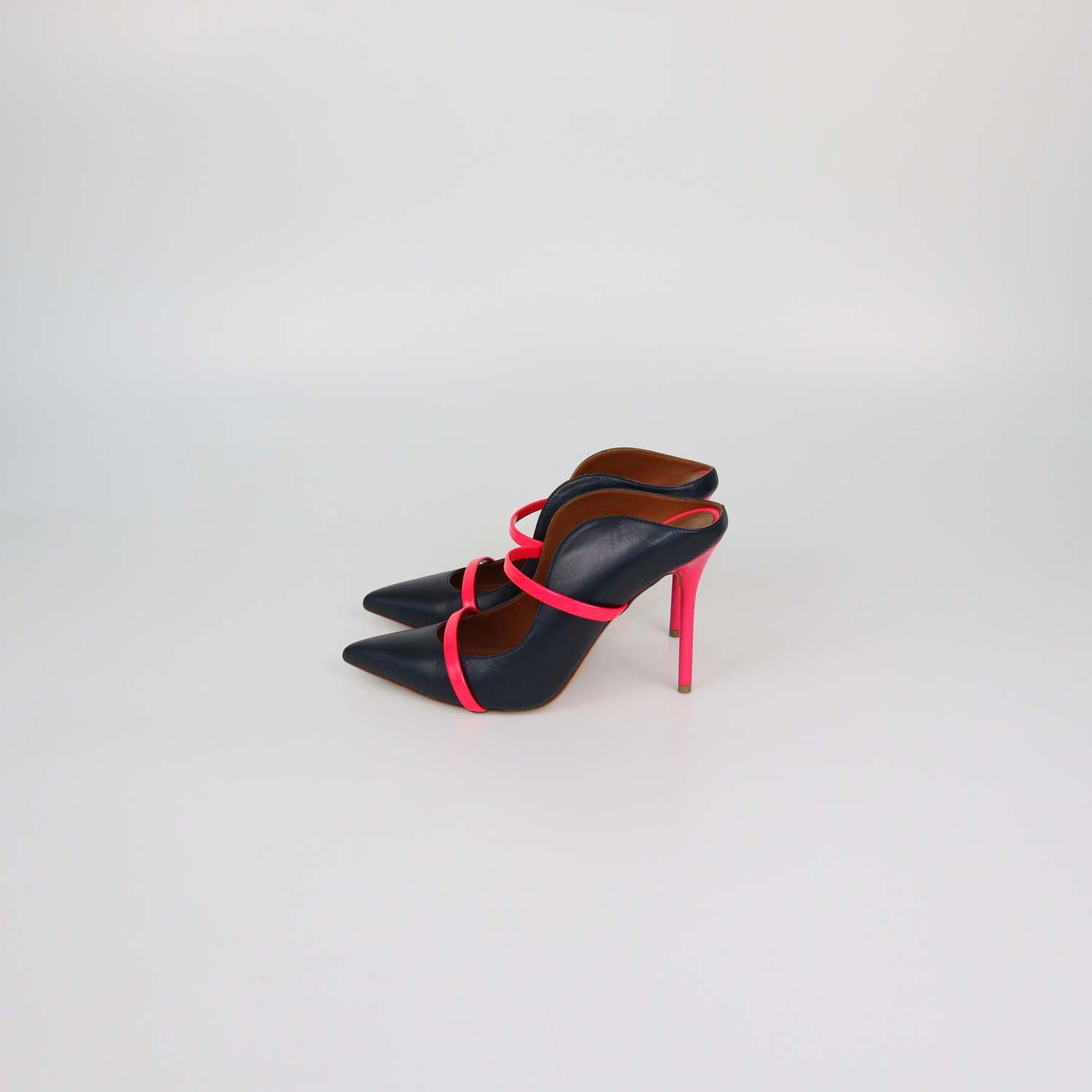 Malone Souliers Charcoal Black/Neon Pink Leather Maureen Mules