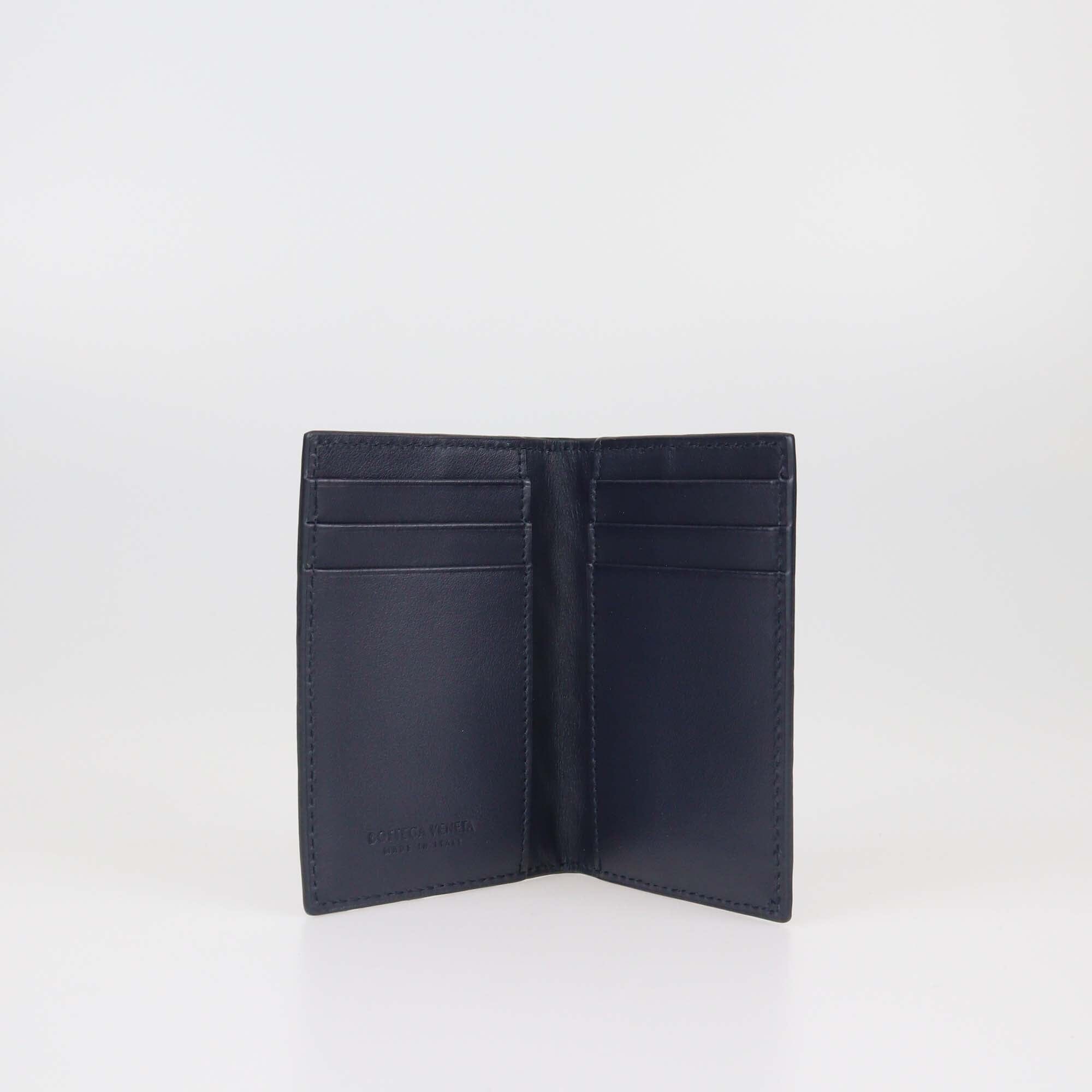 Bottega Veneta Navy Blue Intrecciato Flap Card Case Mens Bottega Veneta 