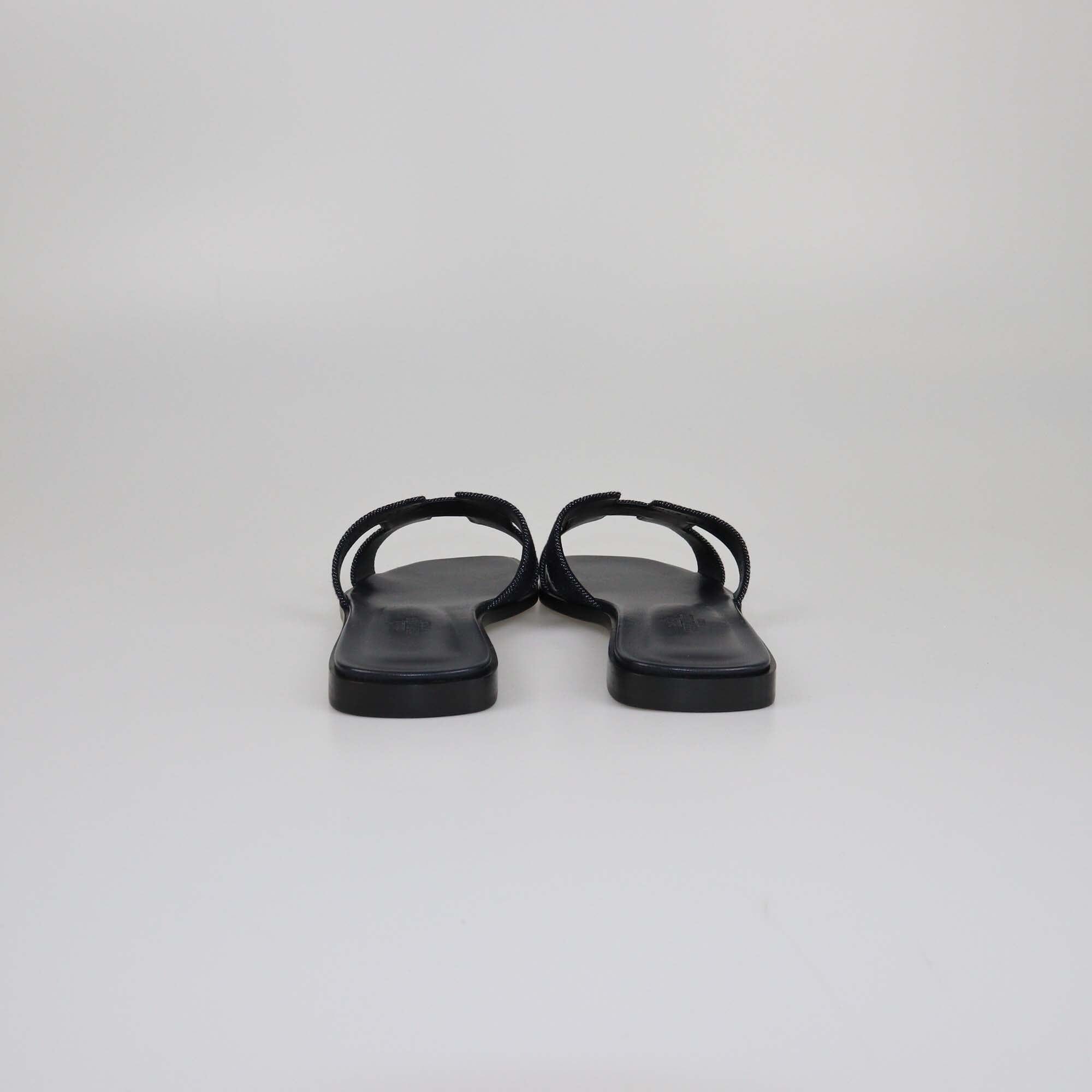 Hermes Navy Blue Oran Flat Sandals Womens Hermes 