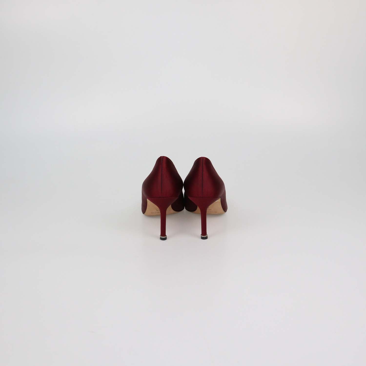 Manolo Blahnik Burgundy Satin Hangisi Pumps