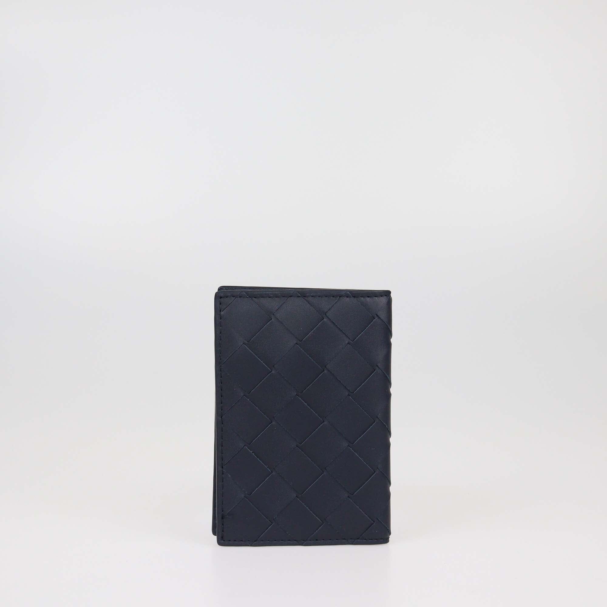 Bottega Veneta Navy Blue Intrecciato Flap Card Case Mens Bottega Veneta 