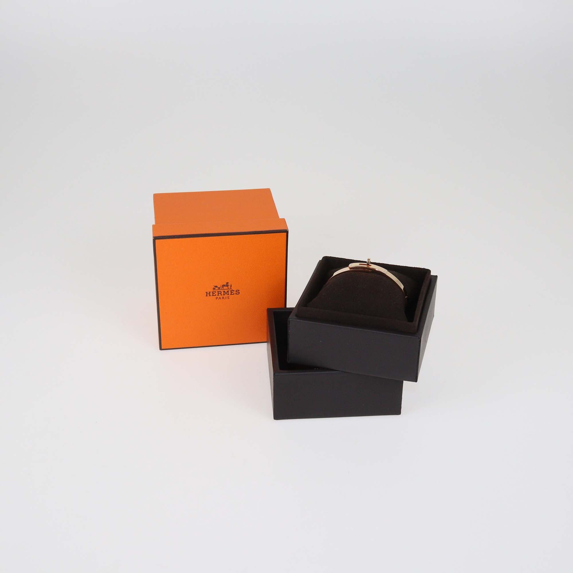 Hermes Kelly Diamond 18k Rose Gold Bracelet