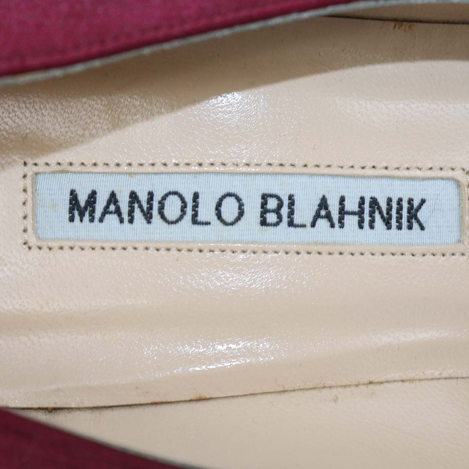 Manolo Blahnik Burgundy Satin Hangisi Pumps