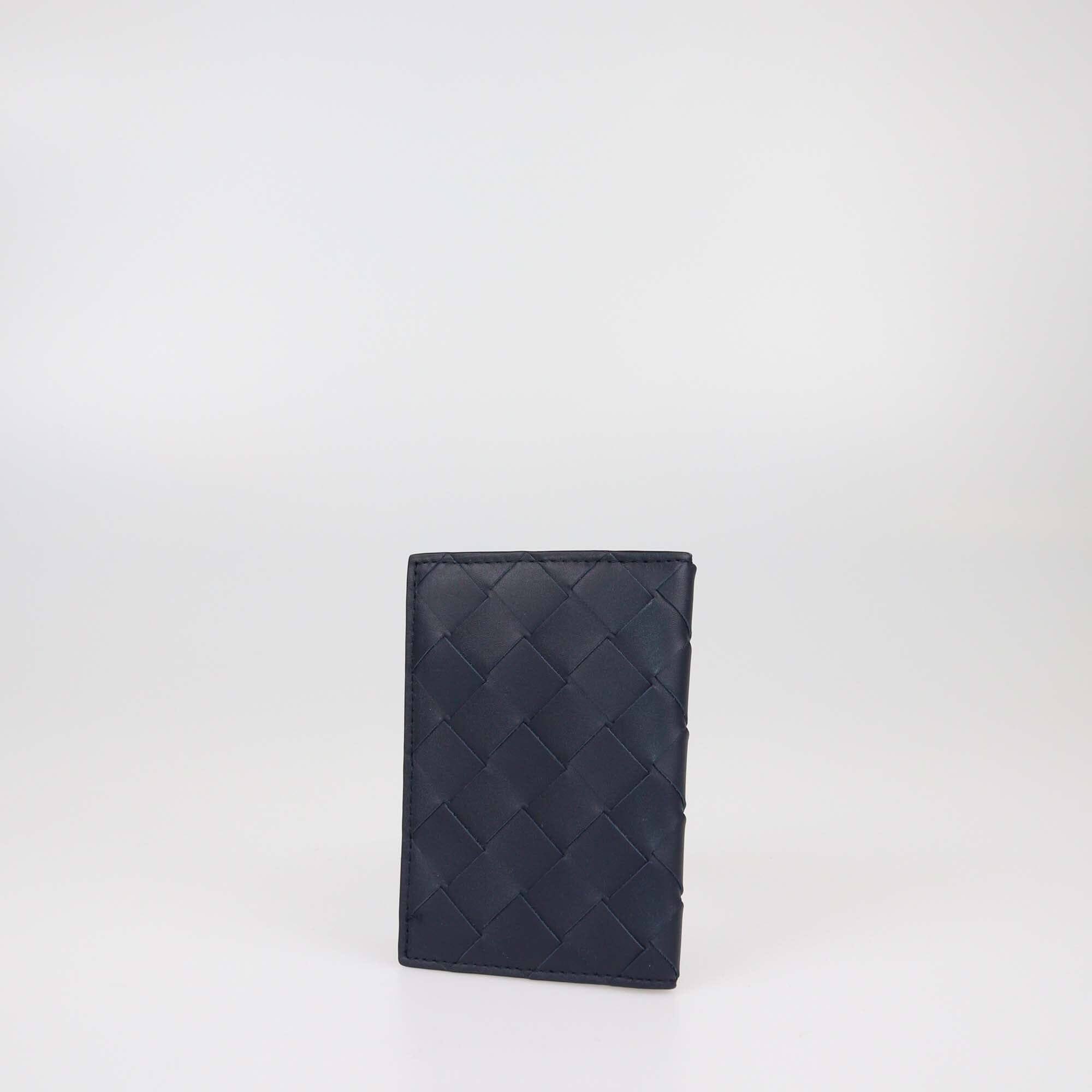 Bottega Veneta Navy Blue Intrecciato Flap Card Case Mens Bottega Veneta 
