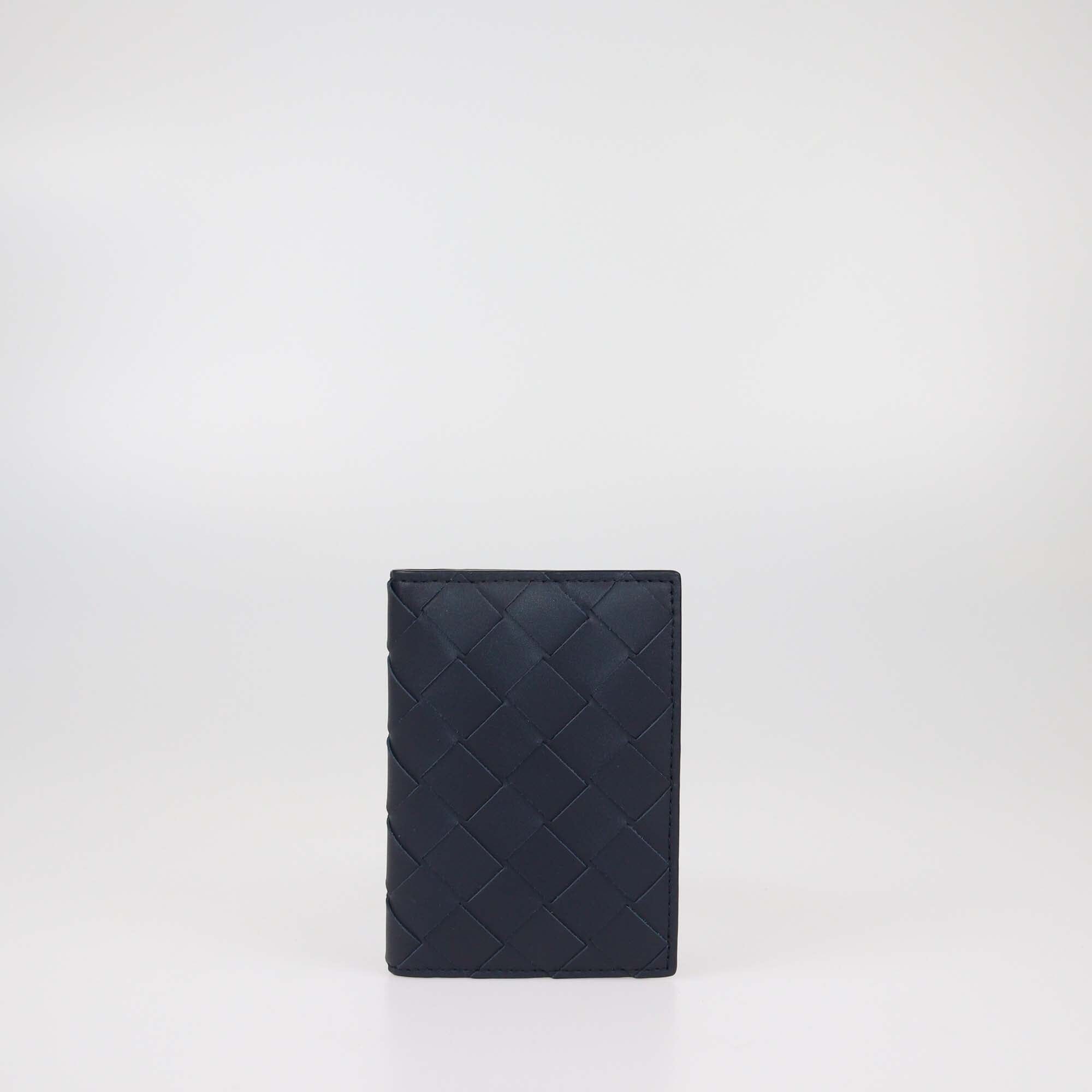 Bottega Veneta Navy Blue Intrecciato Flap Card Case Mens Bottega Veneta 
